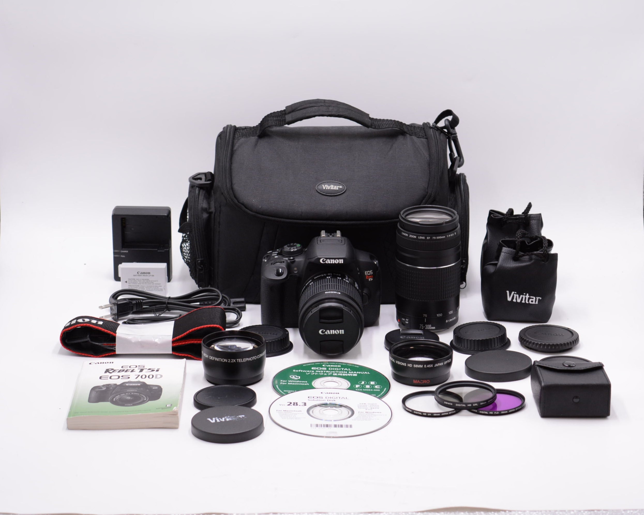 Canon EOS Rebel T5i DSLR Camera with EF-S 18-55mm f/3.5-5.6 IS STM & EF 75-300mm f/4-5.6 III Dual Lens Kit (Used) - Perfect for Travel Photography, Portrait Shots, and Wildlife Shooting