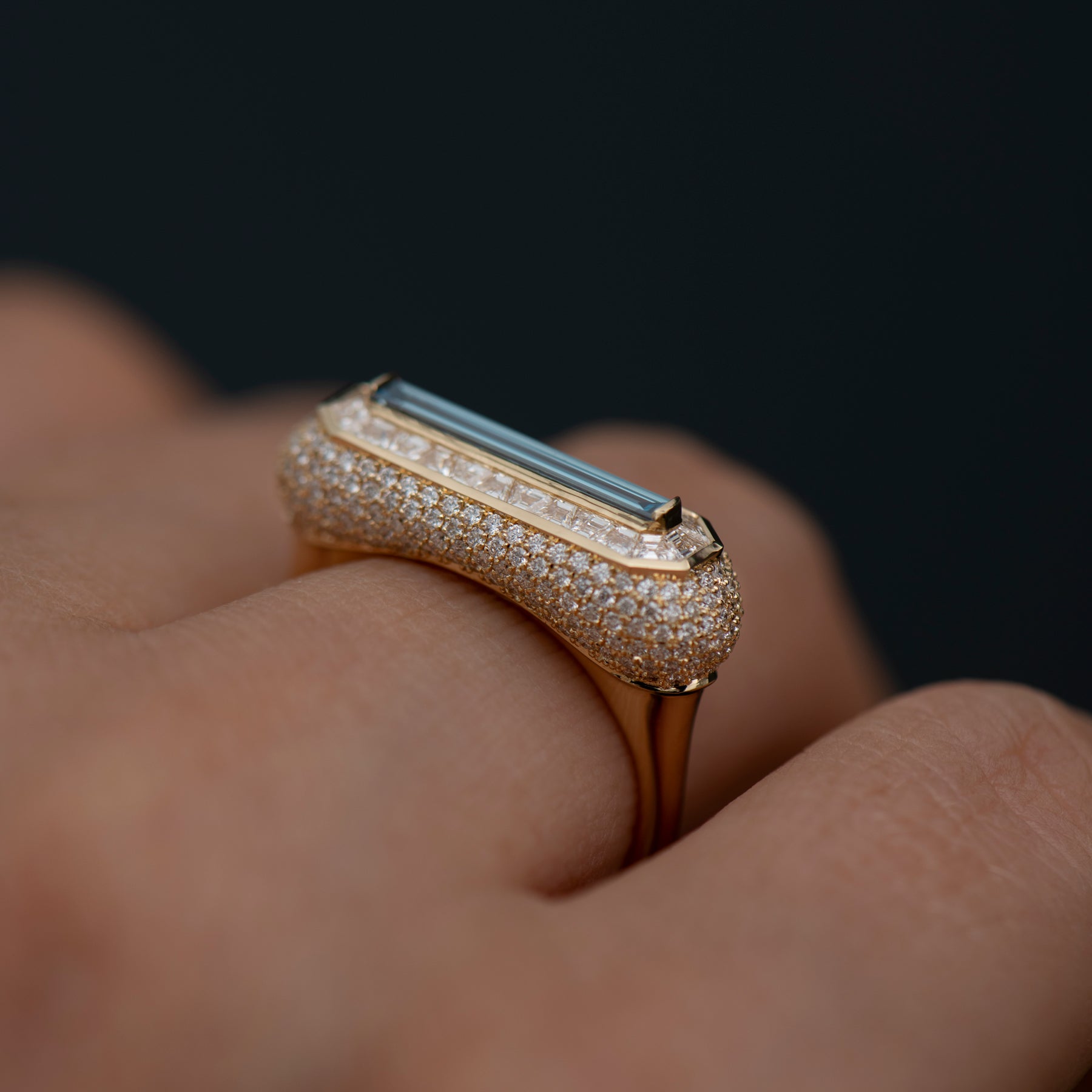 Exquisite Blue Diamond Engagement Ring with Pave Setting - Perfect for Proposals, Anniversaries & Special Occasions