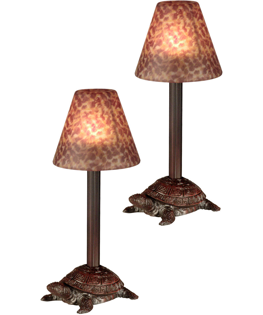 12 Inch Amber Box Turtle 2-Piece Metal Candle Votive Set - Decorative Home Decor for Table Centerpieces, Wedding Favors & Romantic Ambiance