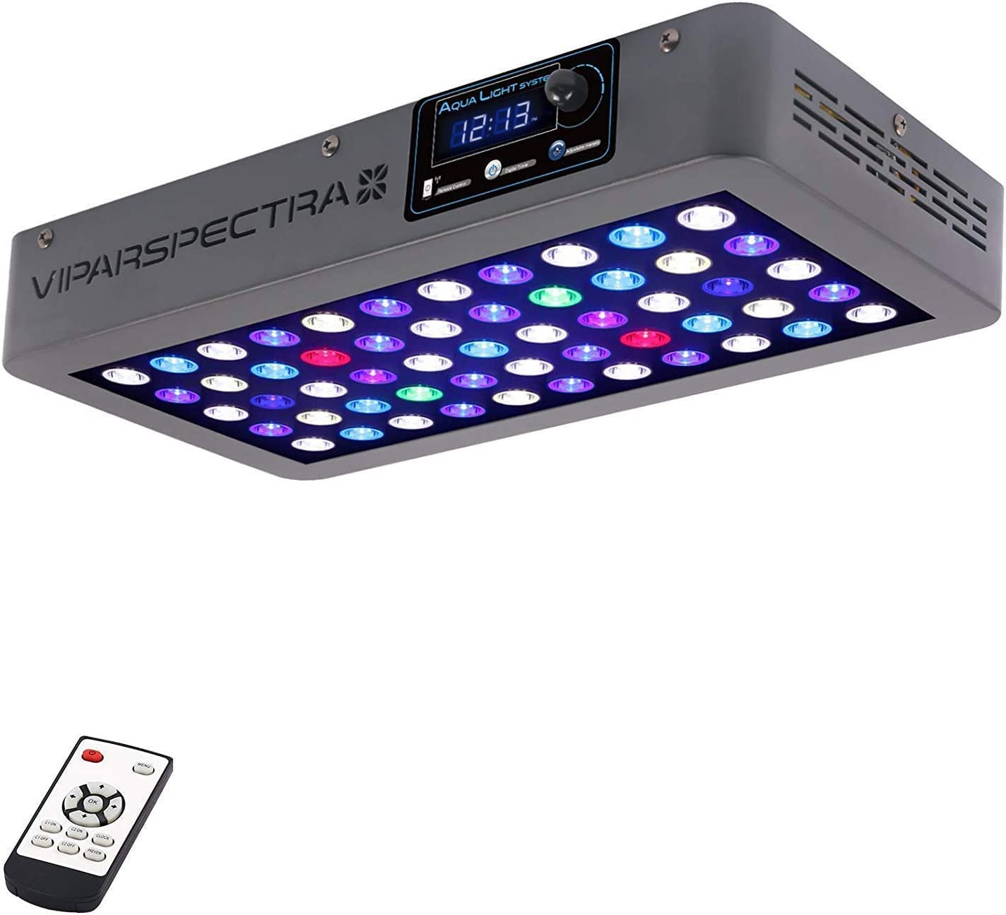 VIPARSPECTRA 165W Dimmable Full Spectrum LED Aquarium Light for Coral Reef & Saltwater Fish Tanks - Remote Control, Timer, Auto On/Off, Adjustable Blue/White Channels (0-100%) - Perfect for Marine Coral Growth & Fish Tank Lighting