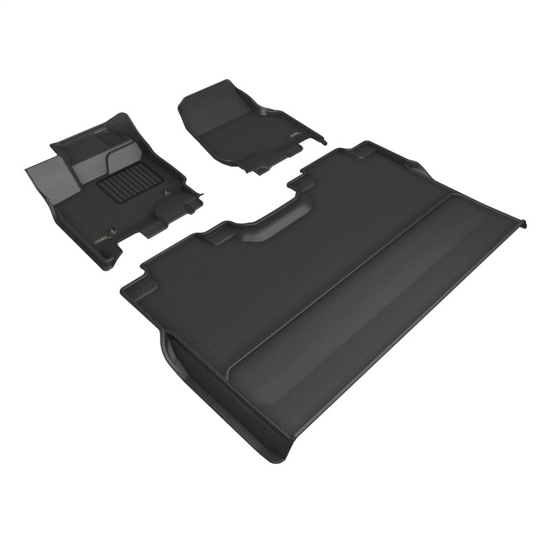 3D Maxpider Kagu All-Weather Floor Mats for 2022-2023 Ford F-150 SuperCrew - Premium Black Car Mats (R1/R2) - Perfect for Off-Road, Daily Commute & Family Protection