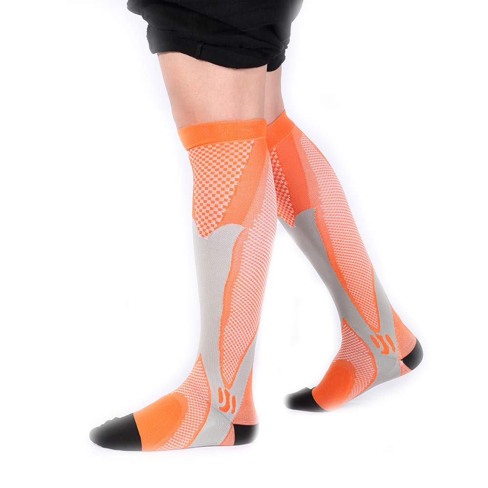 Best Compression Socks for Men & Women - Medical & Sports Performance Socks for Edema, Diabetic, Varicose Veins - Running, Travel & Work Support (S/M, Orange) - Ideal for Nurses, Athletes & Long Flights