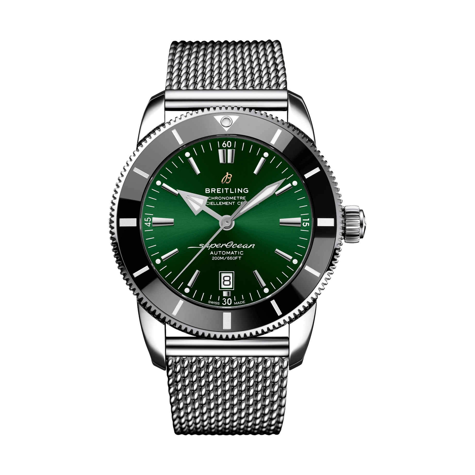 Superocean Heritage B20 Automatic 46mm Men's Dive Watch - Green Dial with Rubber Strap - Waterproof Luxury Timepiece for Scuba Diving & Outdoor Adventures