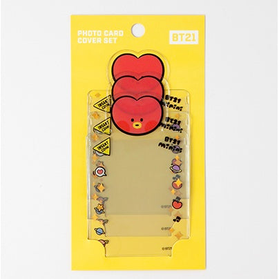BT21 Tata Photo Card Cover Set - Cute & Durable PVC Card Protectors for K-Pop Fans | Perfect for Collecting, Trading, and Displaying BT21 Merchandise