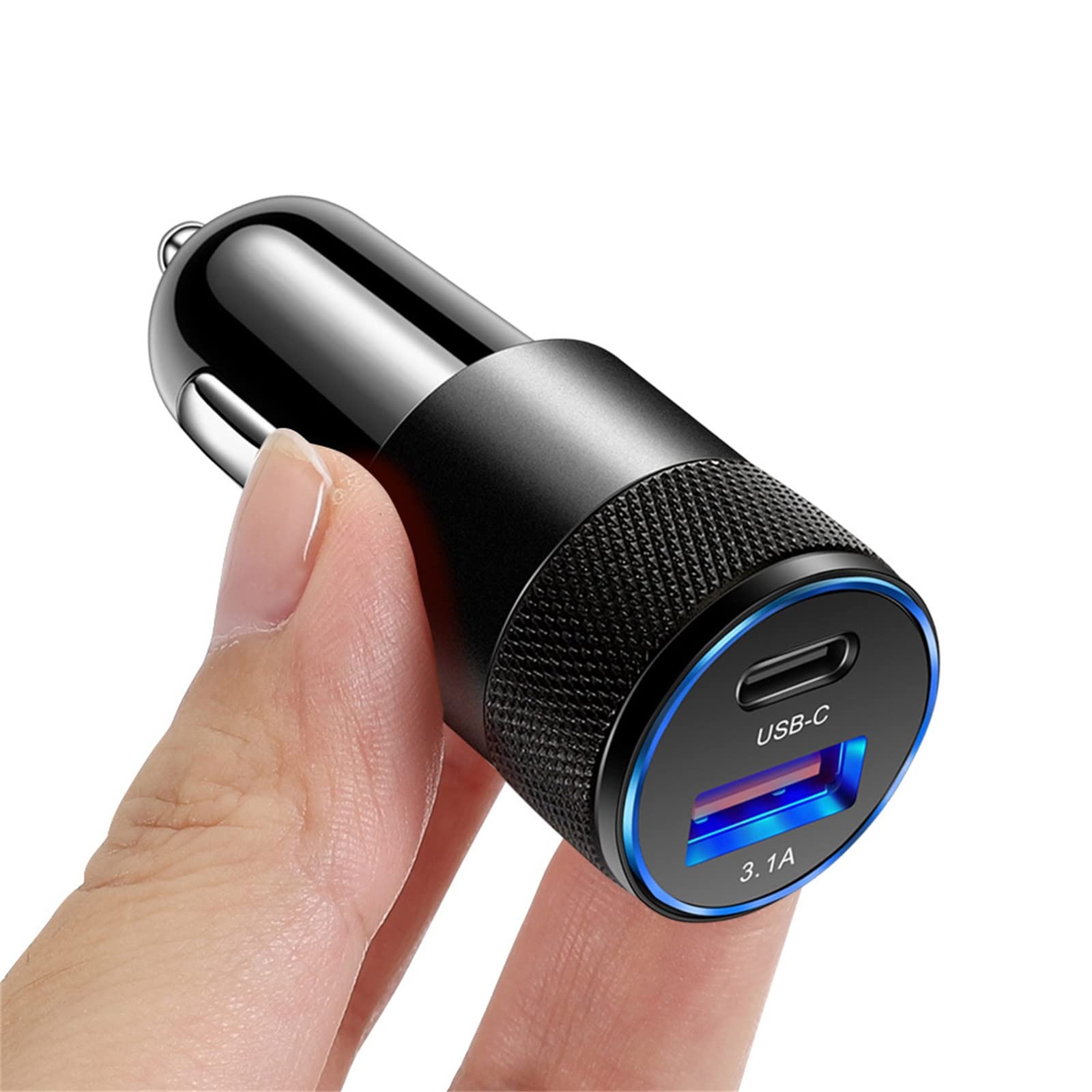 Fast Charging 15W PD USB Car Charger with FM Transmitter - Aluminum Alloy Metal Phone Charger for iPhone Android - Anime Girl Design Dashboard Accessory (Black) - Perfect for Road Trips & Commuting