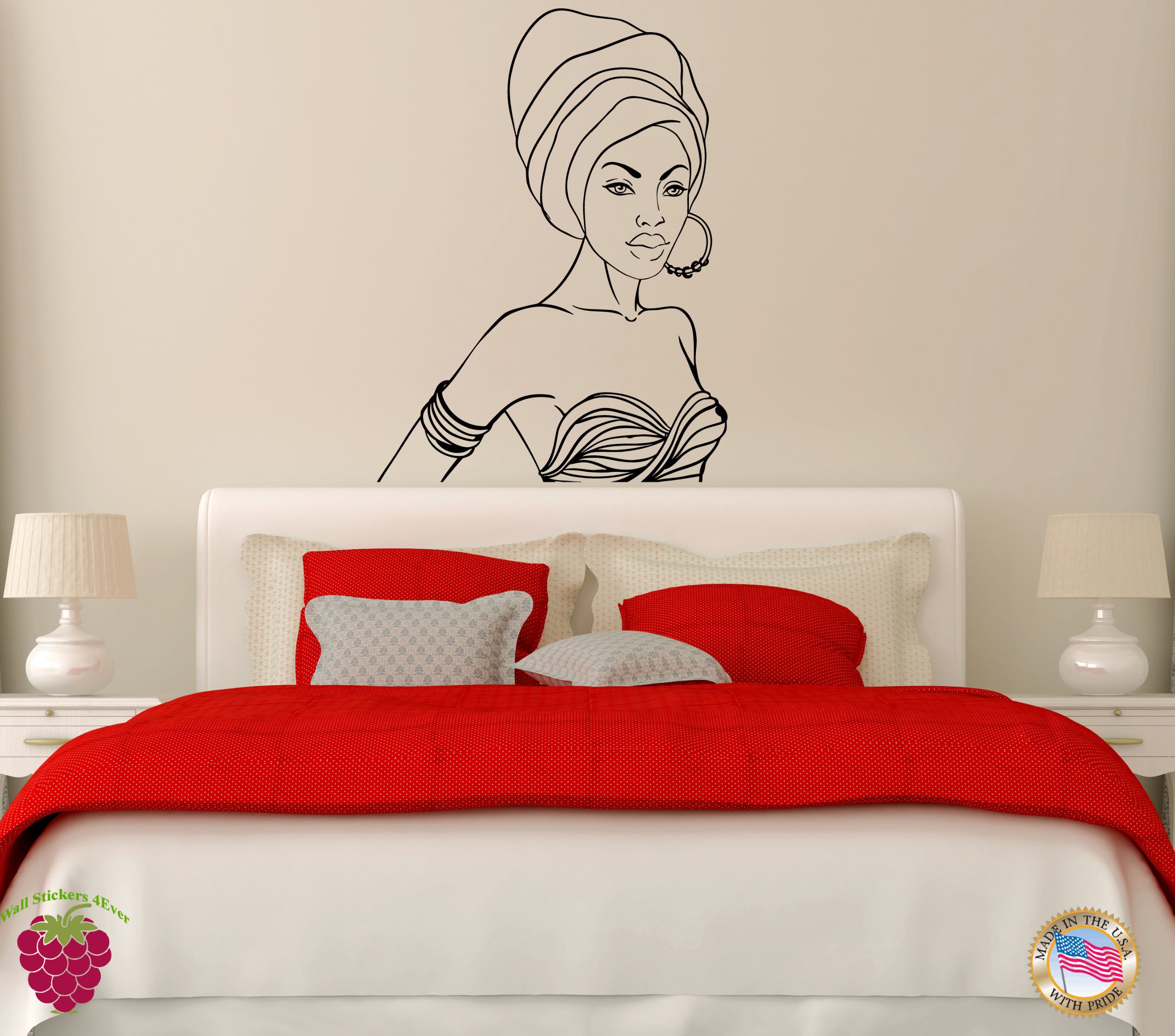 African Girl Wall Stickers - Beautiful Female Decor for Bedroom, Living Room, Nursery | Peel and Stick Wall Art for Home Decoration