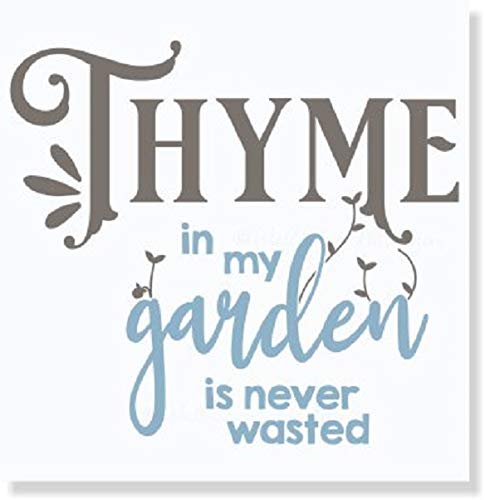Herb Garden Wall Stickers - Thyme Vinyl Decals for Home Decor in Castle Gray/Misty Blue