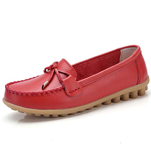 Stunning Women's Casual Leather Loafers - White Slip-On Comfort Flats Shoes for Work & Everyday Wear | Breathable & Lightweight Walking Shoes