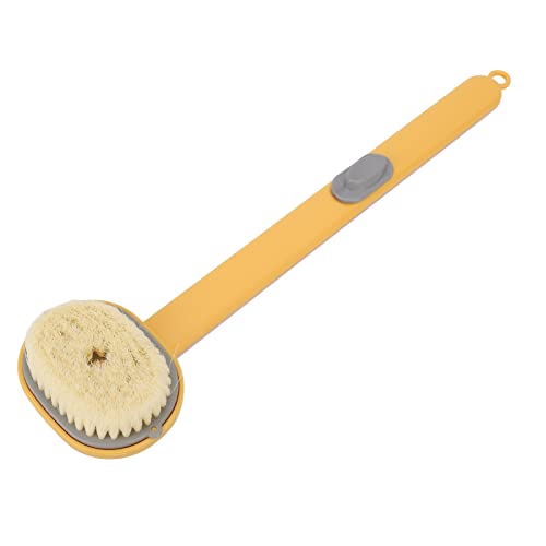 EXCLUZO Detachable Shower Brush with Soft Bristles - Body Scrub Brush with Shower Gel Button for Exfoliating & Cleansing - Perfect for Bath, Spa & Self-Care Routine (Yellow)