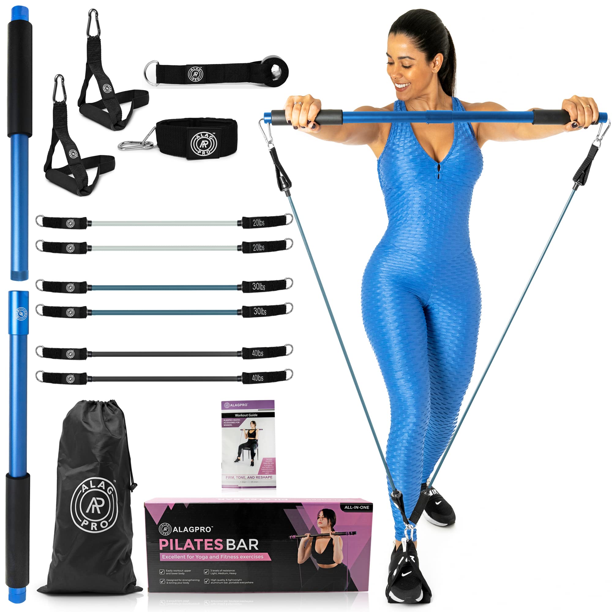 Pilates Bar Kit with Resistance Bands for Women & Men - Home Workout Equipment | Adjustable Exercise Bar for Full Body Toning | Portable Gym Stick for Strength Training - Perfect for Yoga, Pilates & Home Fitness Routines