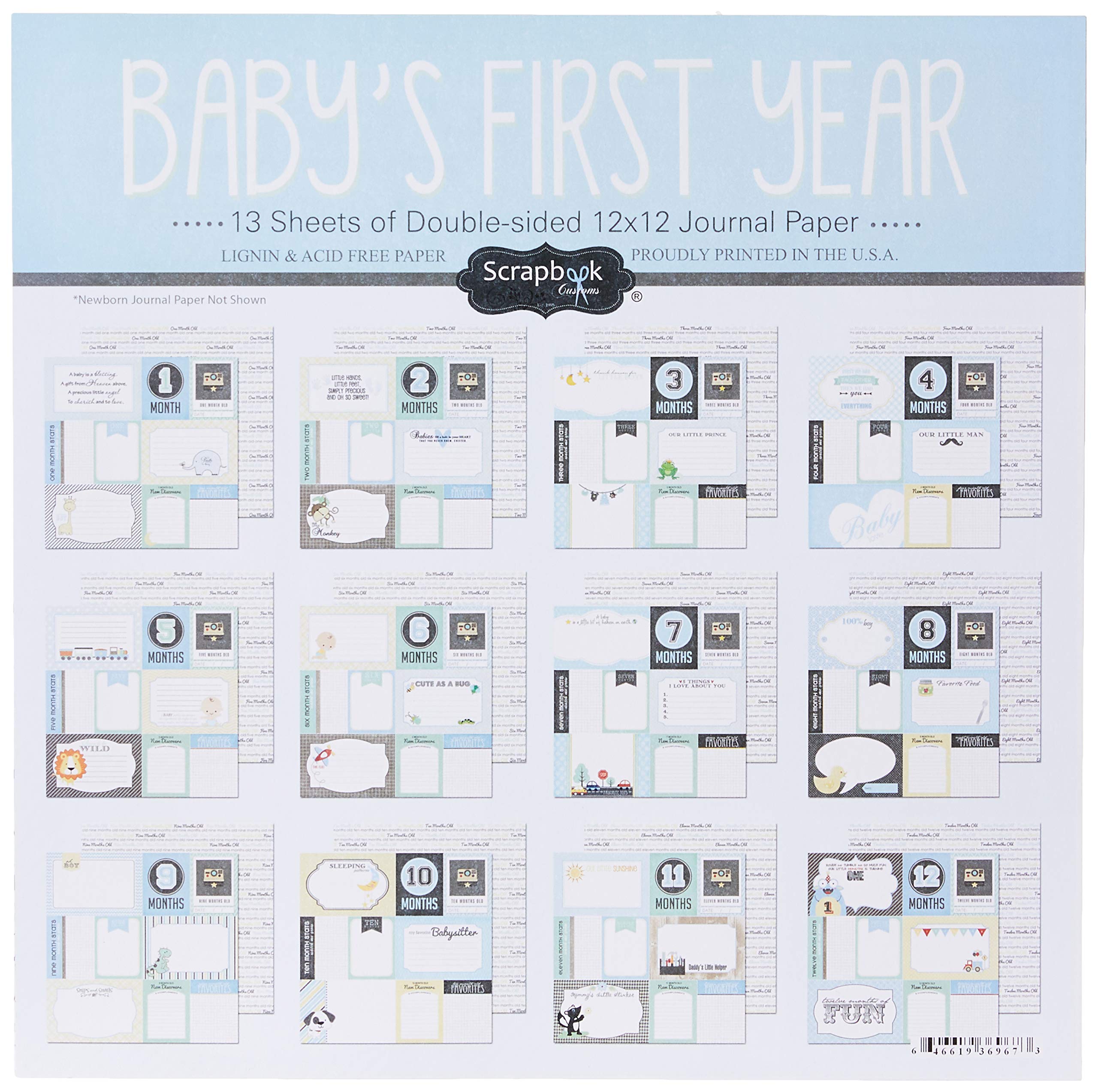 Scrapbook Customs 36967 Baby Boy First Months Scrapbooking Kit - Complete Memory Book Set for Newborn Milestones | Perfect for Baby Shower Gifts & First Year Photo Albums