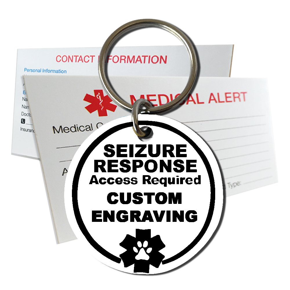 Custom Engraved Seizure Response Service Dog ID Tag - Round Plastic Pet Tag for Medical Alert (White, Small) - Perfect for Epilepsy Assistance & Emergency Identification