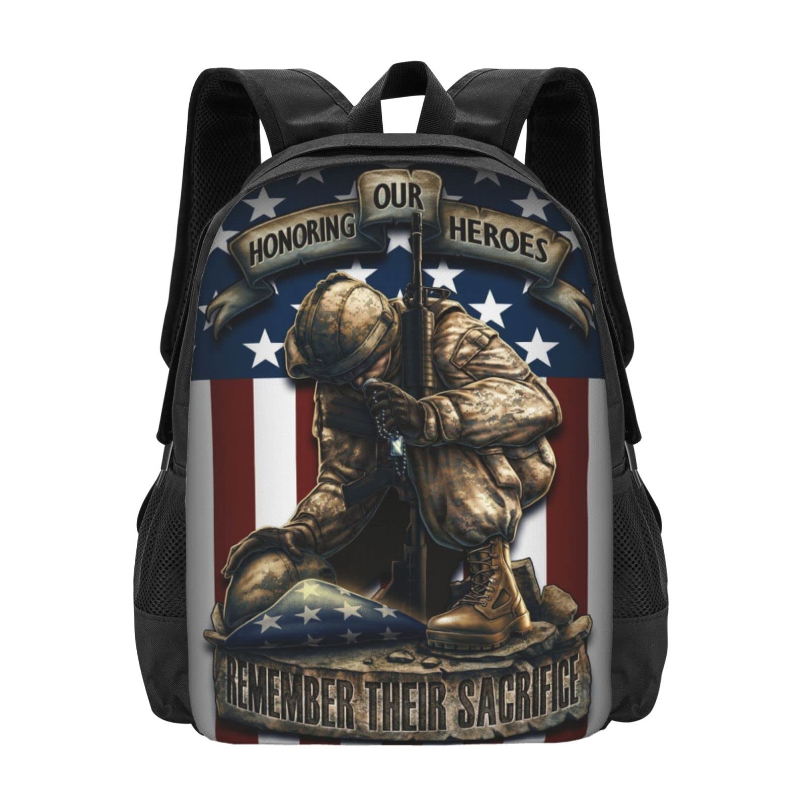 Kawaii American Flag Backpack for Women & Men - Durable Laptop Bookbag for School, Hiking, Camping & Travel - Adjustable Daypack with Wear-Resistant Design - Perfect for Work, College & Outdoor Adventures