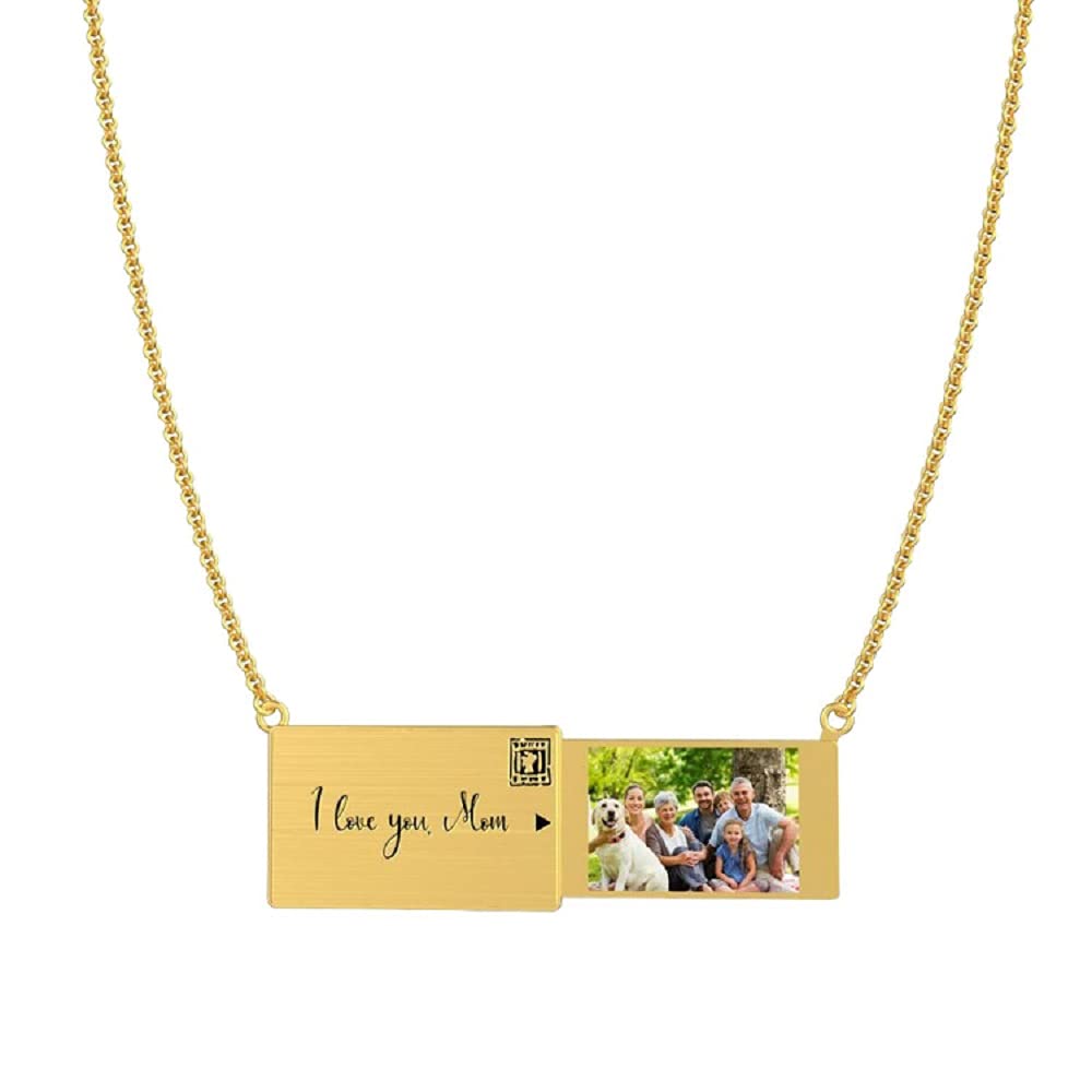 Personalized Stainless Steel Photo Name Necklace for Men & Women - Custom Picture Text Pendant Memory Chain - Engraved Gift for Anniversary, Birthday & Valentine's Day