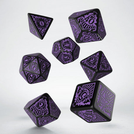 Call of Cthulhu Horror on the Orient Express RPG Dice Set - 7-Piece Black & Purple Polyhedral Dice for Tabletop Gaming & Roleplaying Adventures