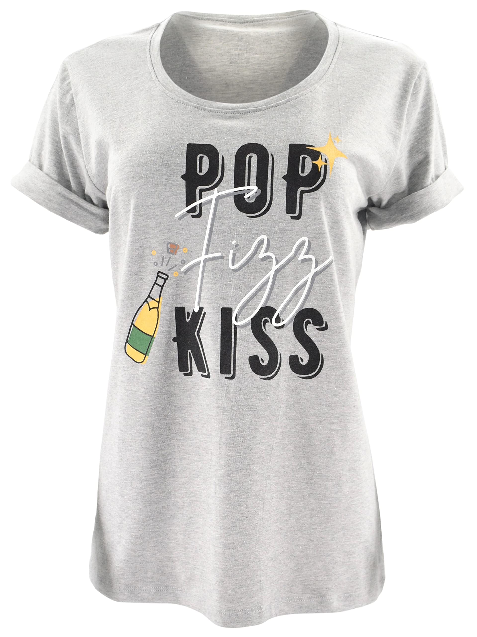 Unique Pop Fizz Kiss New Year's V-Neck T-Shirt for Women & Baby Girls | Holiday Party, Family Matching Outfits, Festive Celebration Wear