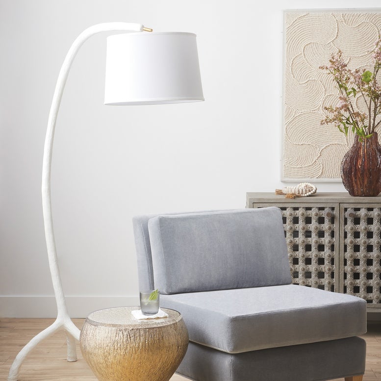Shona Arc White Floor Lamp - Modern Adjustable Standing Light for Living Room, Bedroom & Office - Bright LED Reading Lamp with Flexible Gooseneck Design