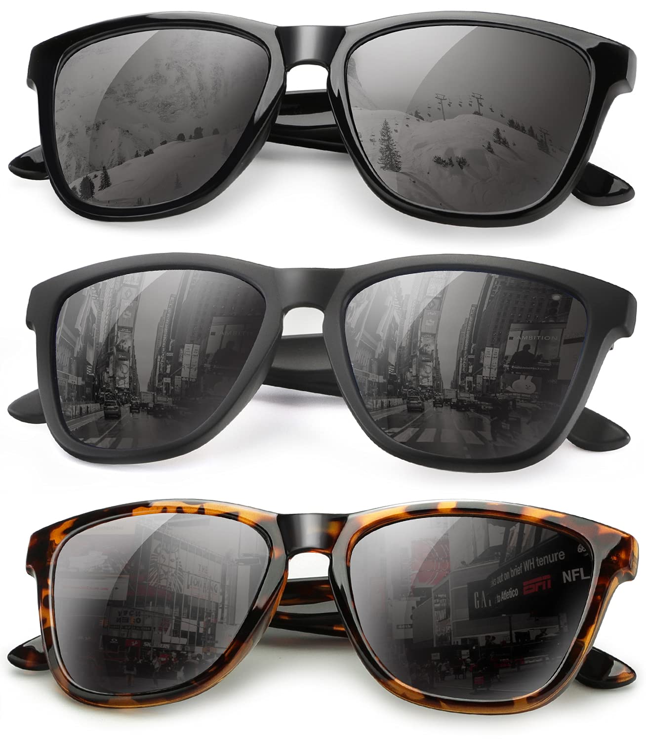 Polarized Sunglasses for Women & Men - UV Protection Classic Rectangle Fashion Shades - Perfect for Driving, Beach & Outdoor Activities