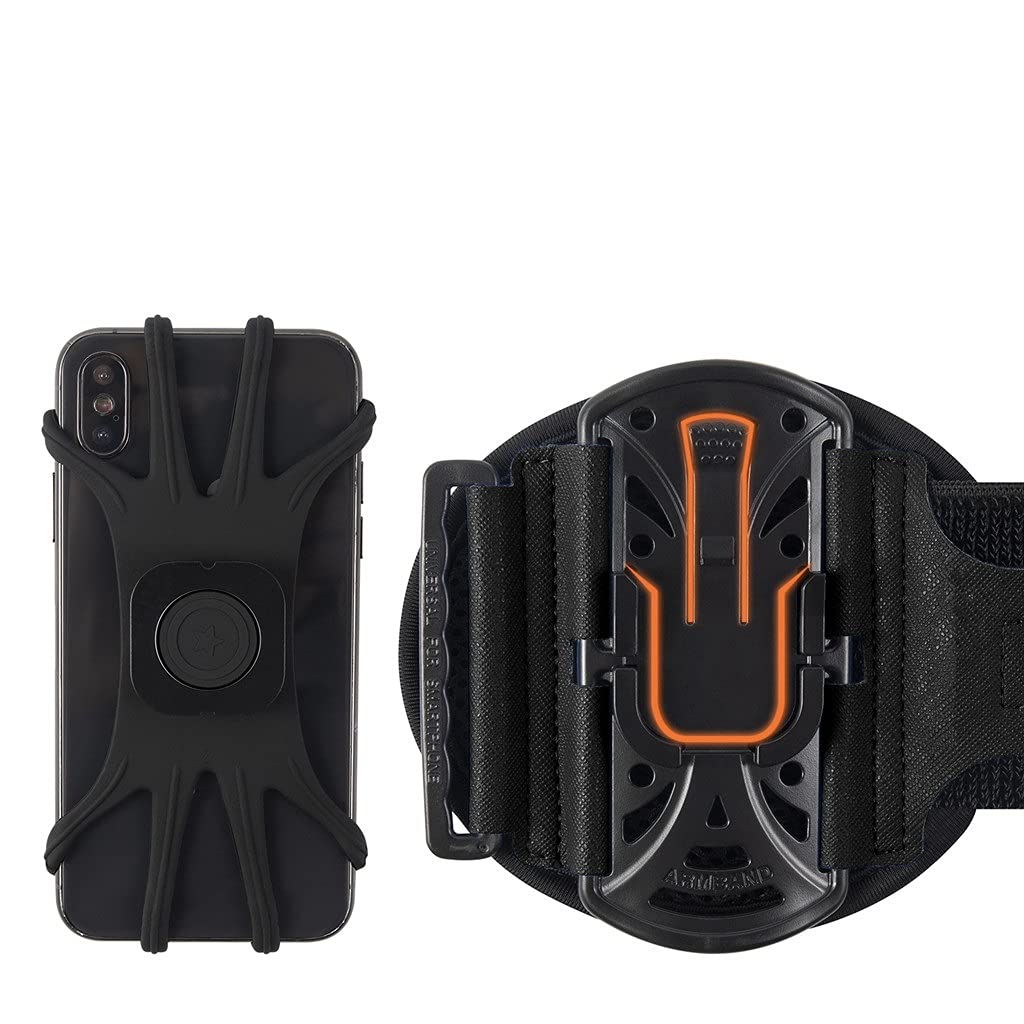 WSSBK Adjustable Rotating Sports Phone Wristband - Running, Cycling & Fitness Arm Pouch - Secure Smartphone Holder for Jogging, Travel & Outdoor Activities (Black, One Size)