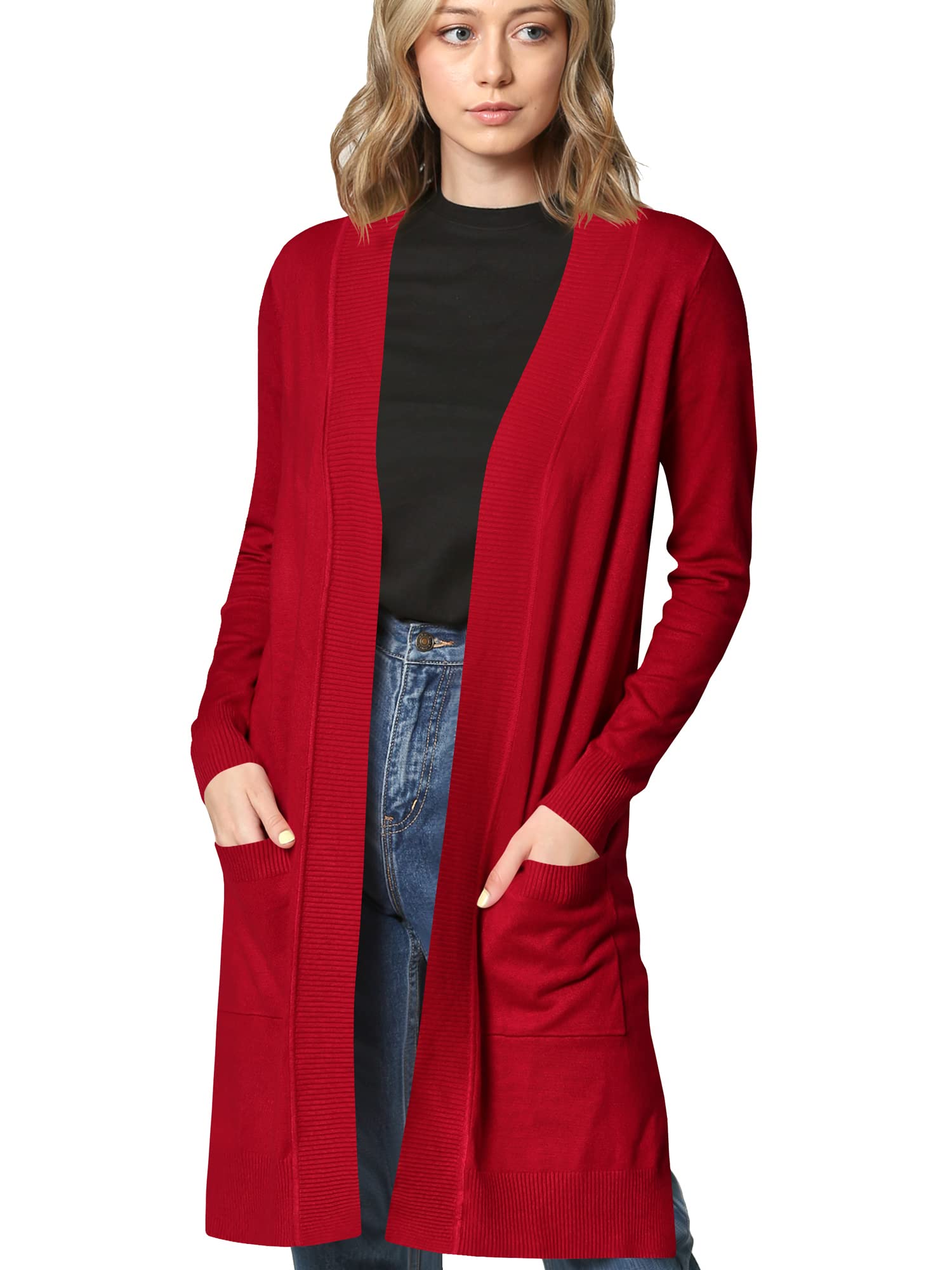 Johnny Women's Open Front Long Sleeve Knit Cardigan Sweater with Pockets - Cozy Casual Wear for Fall & Winter | Perfect for Office, Lounging & Outfits