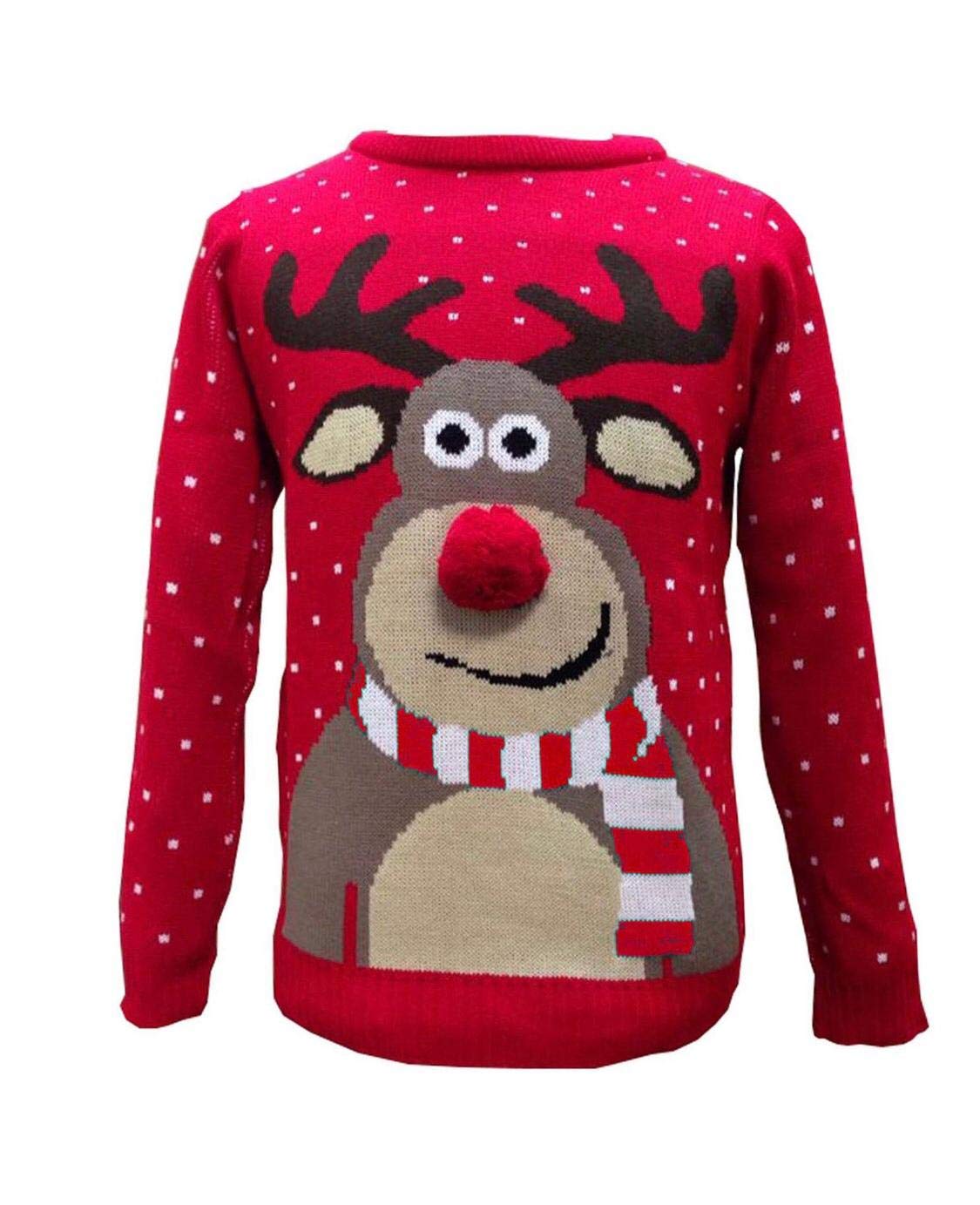 Festive Christmas Sweaters for Men & Women - Reindeer, Rudolph, Bambi, Snowflake Designs with Pom Poms | Holiday Party, Family Gathering, Ugly Sweater Contest
