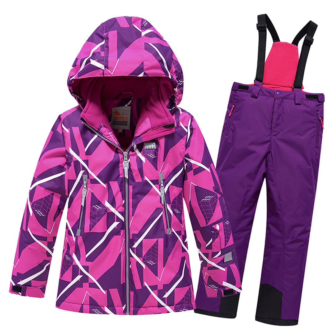 Girls Waterproof Winter Ski Suit Set - 2 Piece Snow Jacket & Pants for Kids Skiing & Snowboarding | Outdoor Cold Weather Gear for Mountain Adventures