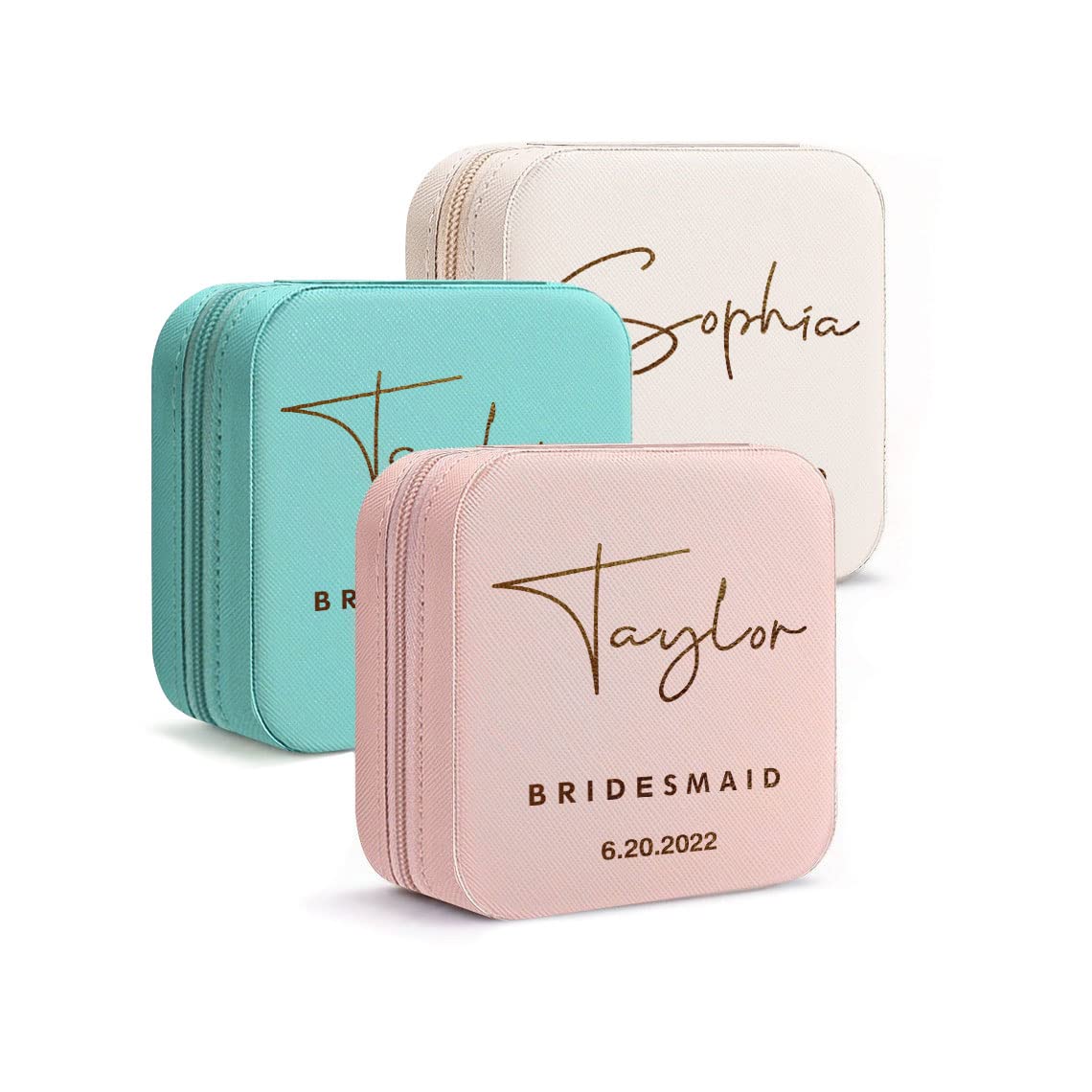 Personalized Leather Jewelry Box for Bridesmaids - Engraved Wedding Proposal Gift, Small Travel Jewelry Organizer & Ring Case - Perfect for Bridal Party, Bachelorette Gifts & Destination Weddings