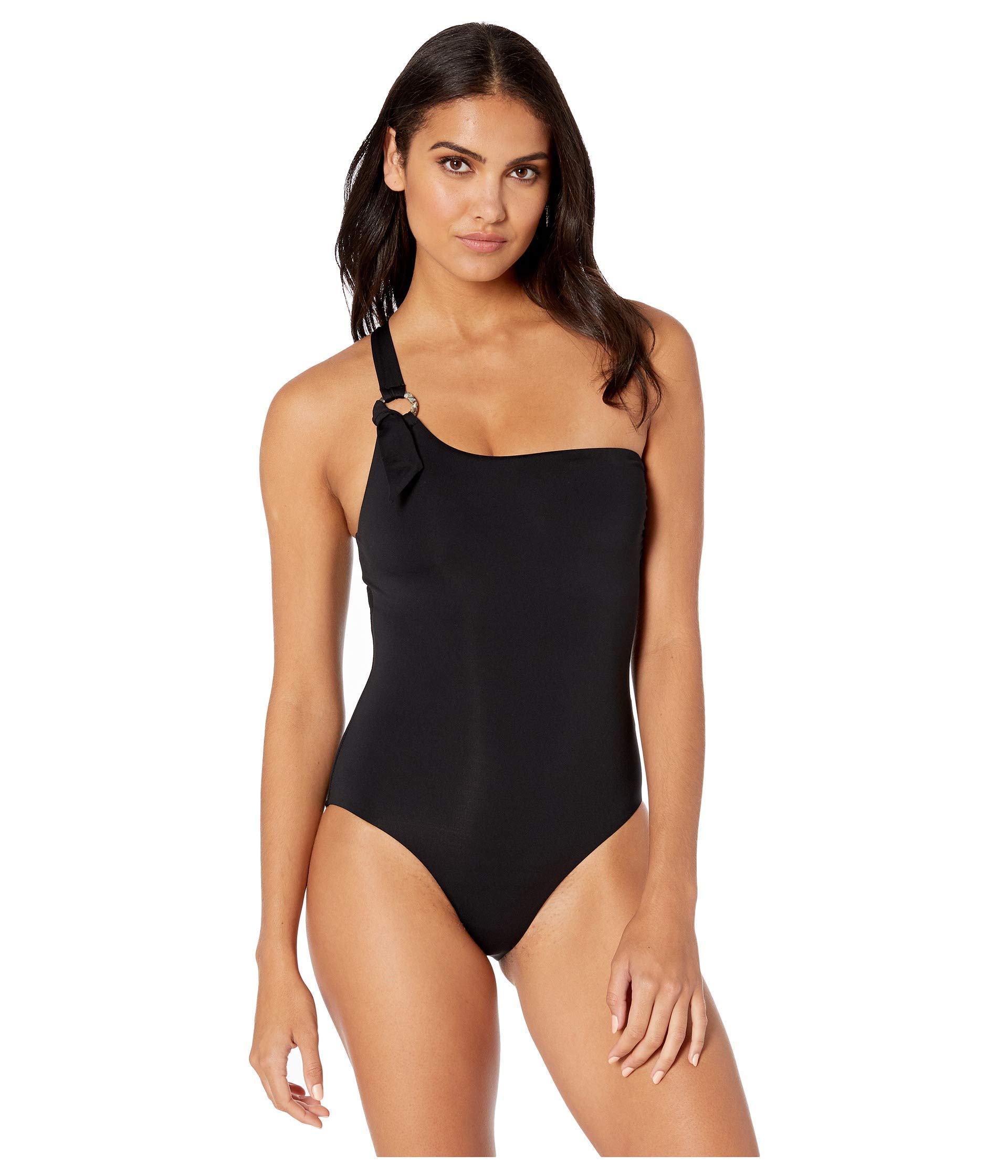 SEAFOLLY Active One Shoulder Maillot One-Piece Swimsuit for Women - Black - Size AU 14 (US 10) - Perfect for Swimming, Beach Vacations & Summer Activities
