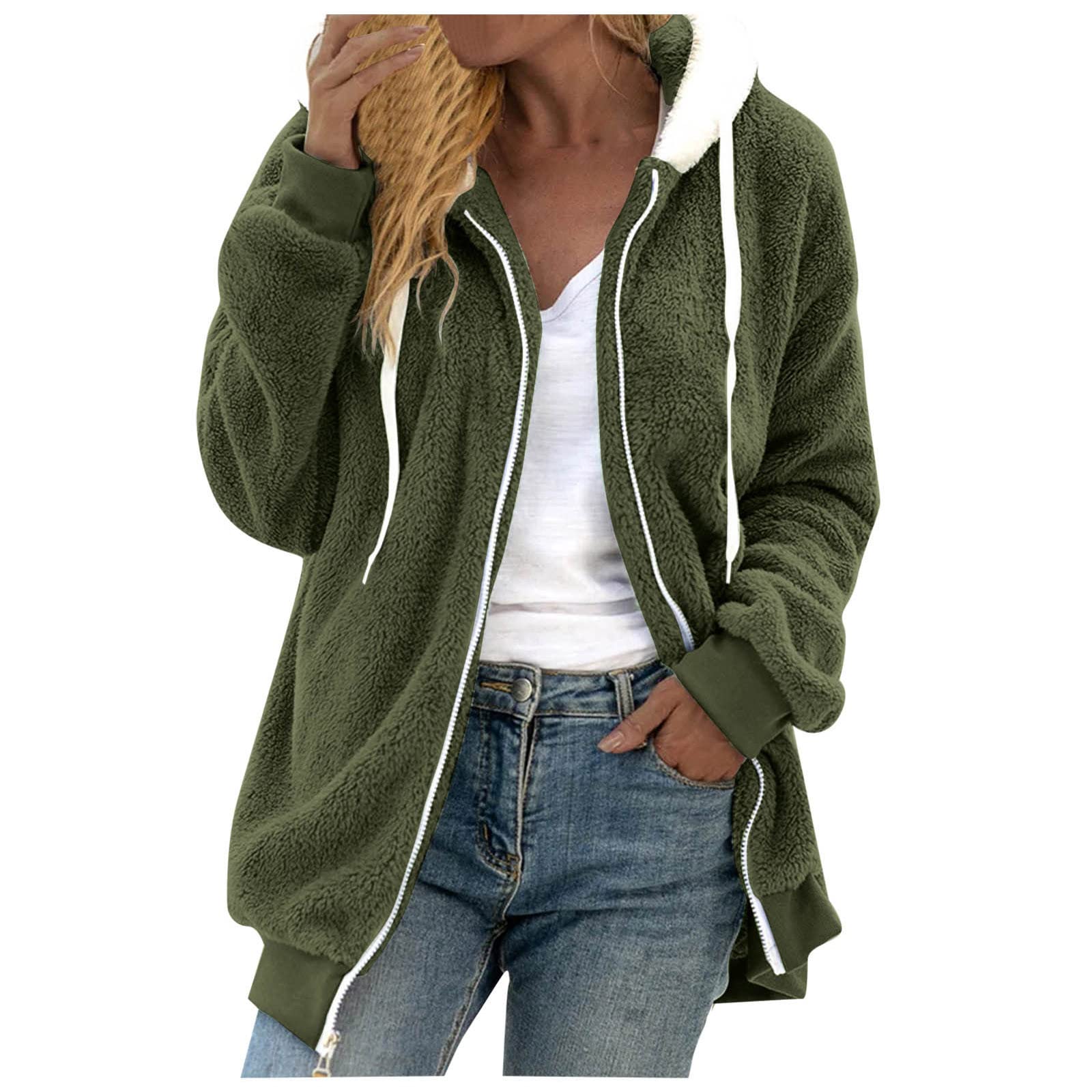 Vickyleb Women's Hooded Wool Blend Coat with Stitching Detail & Pockets - Warm Winter Pullover Jacket for Casual Outfits, Office Wear & Outdoor Activities