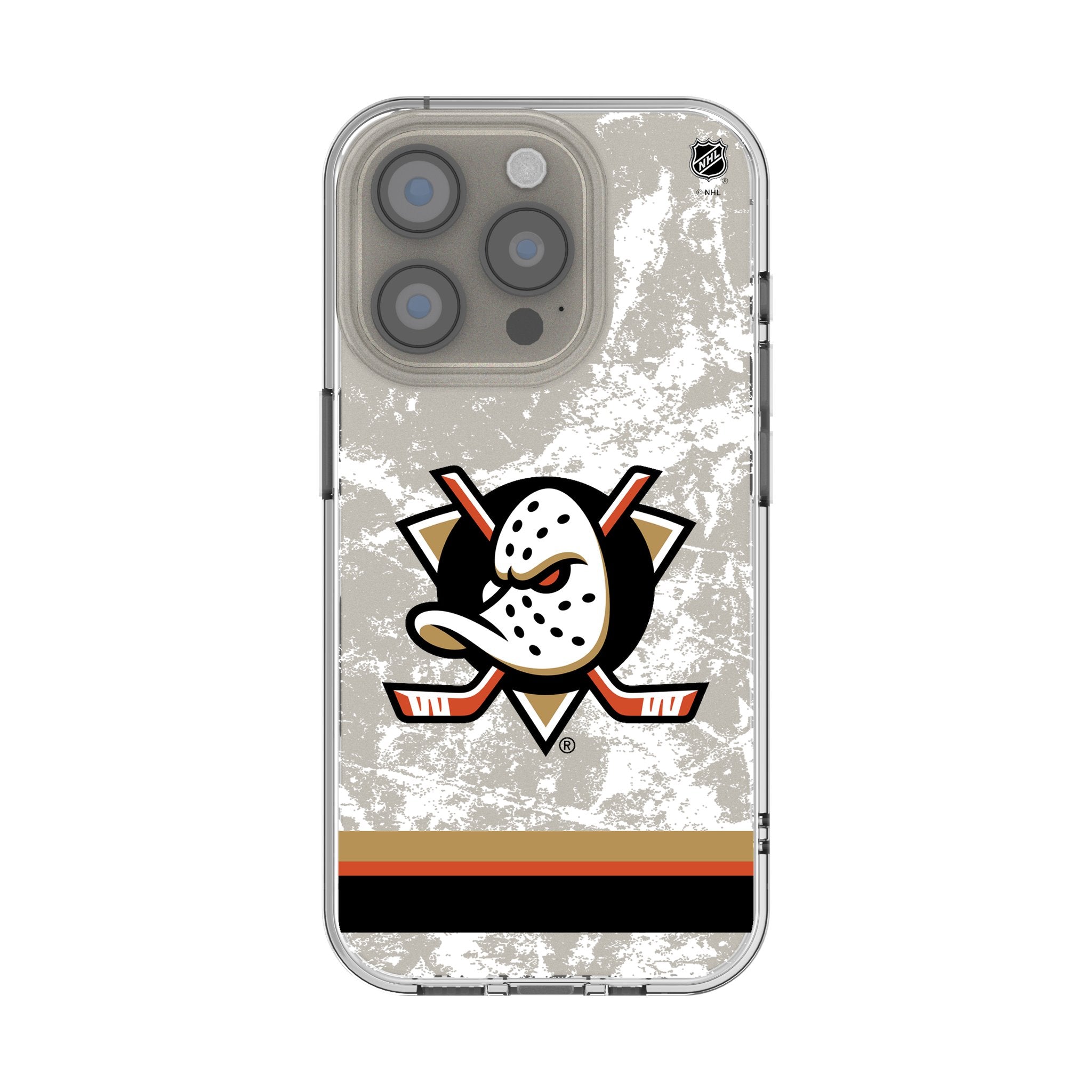 Anaheim Ducks NHL Ice Stripe Clear Protective Case for iPhone 14/13/12/11 Pro Max - Durable Shockproof Cover for Hockey Fans - Perfect for Games, Travel & Everyday Use