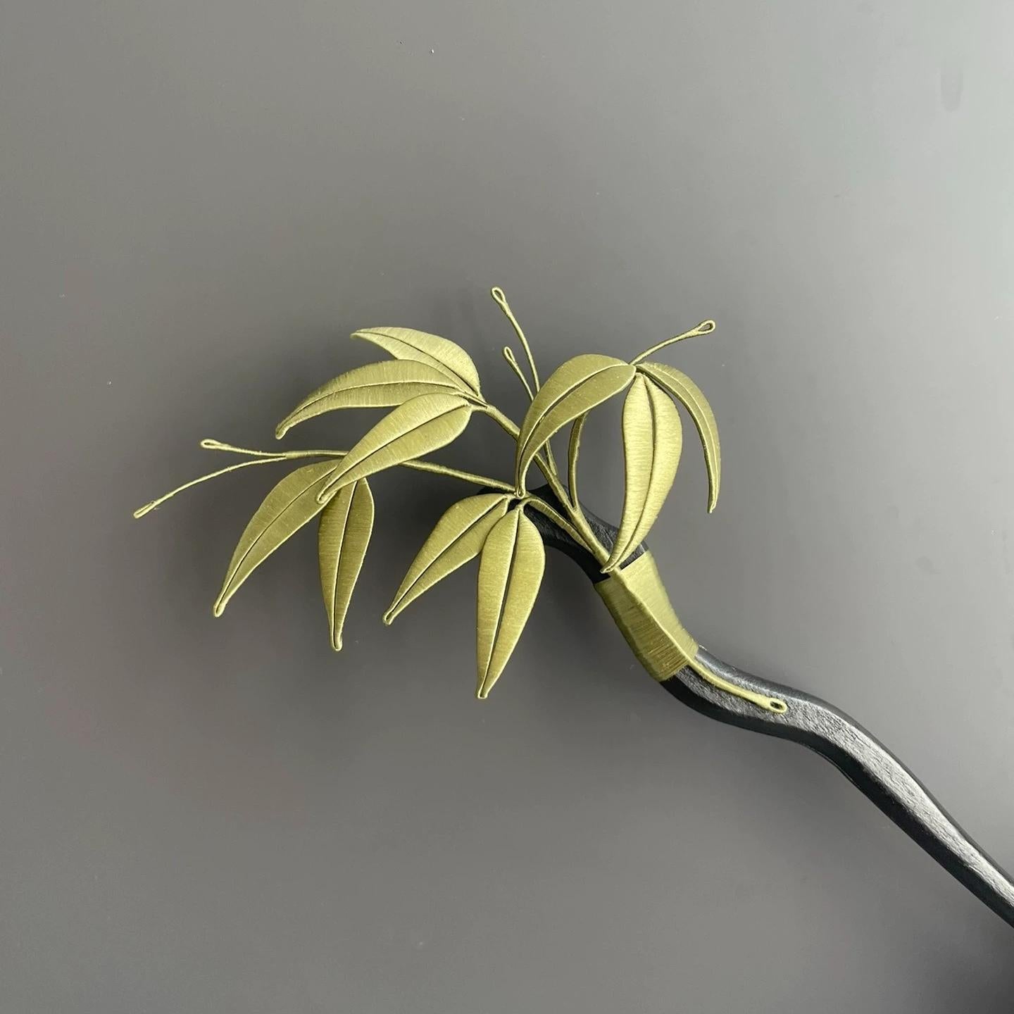 Handmade Bamboo Leaf Silk Hairpin - Elegant Chanhua Hair Accessory for Weddings, Parties & Traditional Chinese Outfits