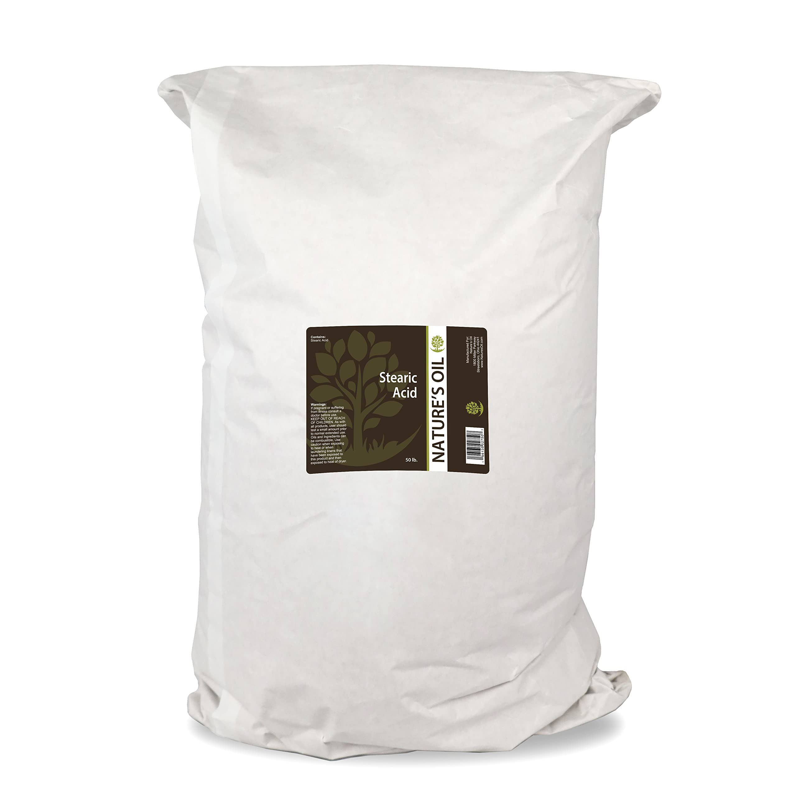 Nature's Oil Stearic Acid FA-1655V | High Purity Palmitic Acid | Cosmetic Grade (50lbs) | Ideal for Soap Making, Candle Production & Skincare Formulations