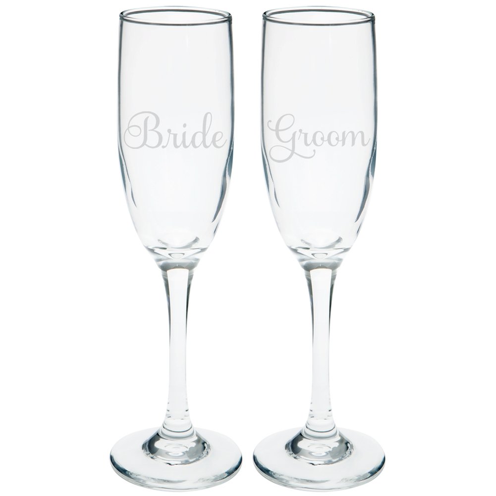 Elegant Bride & Groom Champagne Glass Set - Wedding Toast Glasses for Couples - Perfect for Wedding Receptions, Anniversaries, and Romantic Celebrations