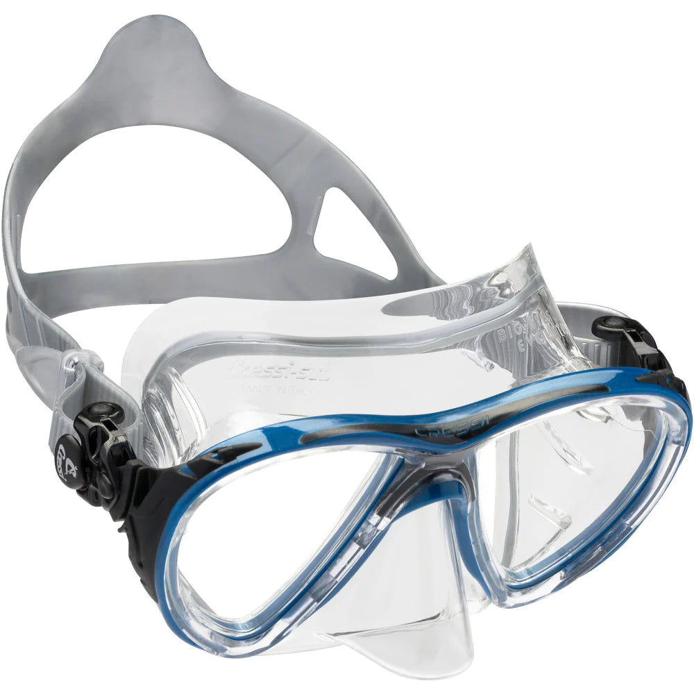 Cressi Big Eyes Evolution Scuba Diving Mask - Crystal Black/Blue for Snorkeling, Spearfishing & Underwater Photography