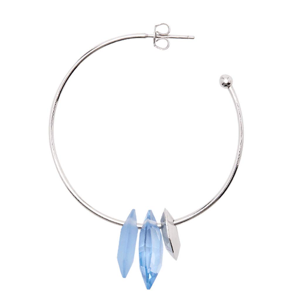 925 Sterling Silver Crystal Stud Earrings for Women - Elegant Blue Jewelry Gift Set with Gift Box | Perfect for Parties, Weddings & Everyday Wear (Size: 45x60mm)