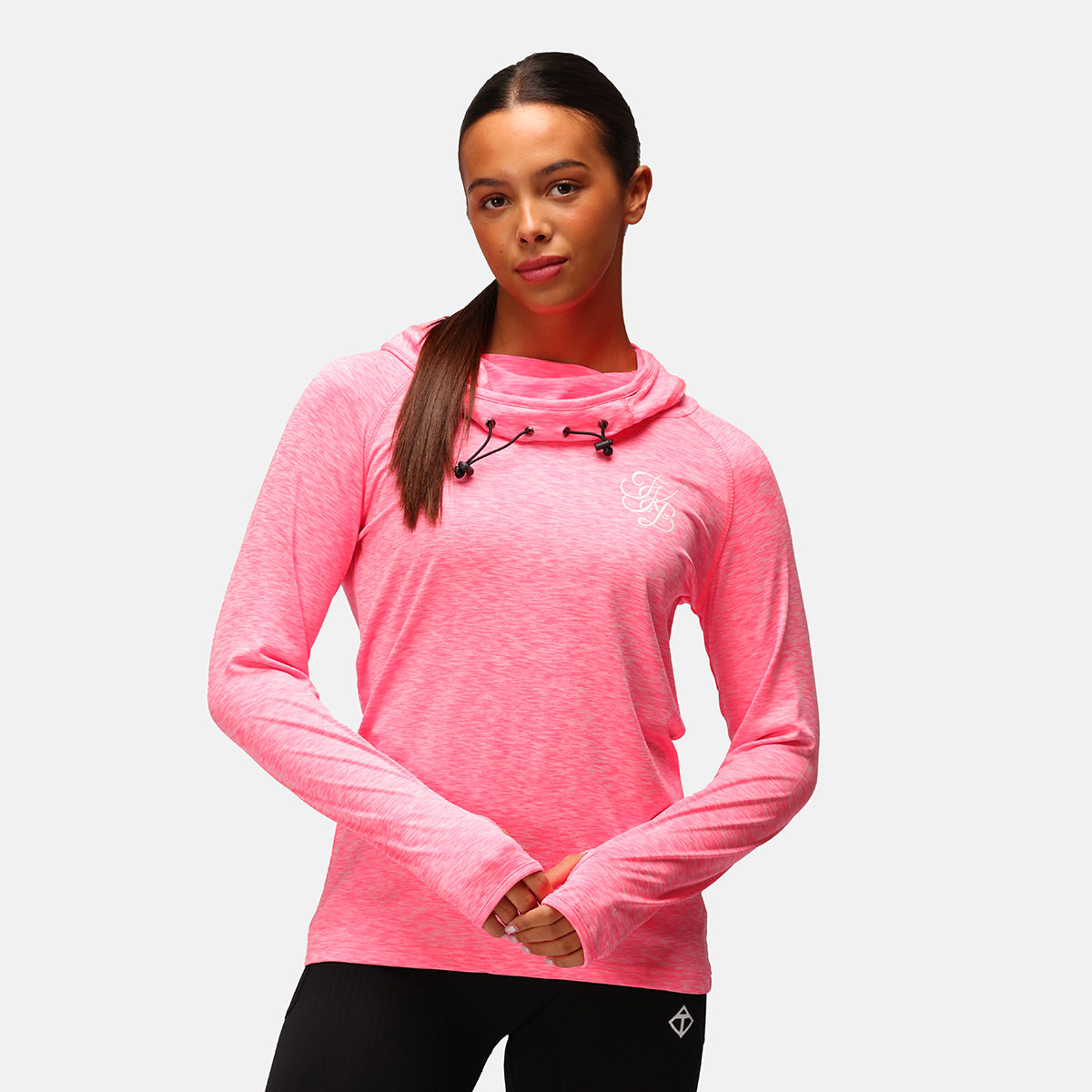 Electric Pink Cowl Neck Hoodie for Women - Soft Fleece Pullover Sweatshirt - Cozy Winter Fashion for Casual Wear & Lounge