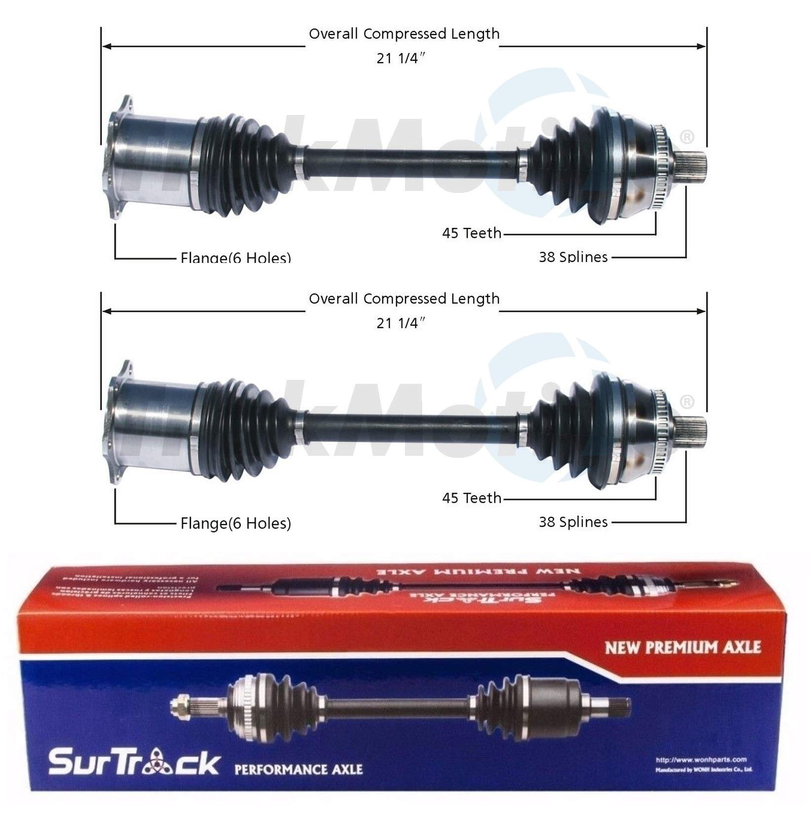 SurTrack Pair of 2 Front CV Axle Shafts for Audi A6 2002-2004 - Replacement Drive Shafts for Smooth Performance & Durability - Perfect for Off-Roading, Daily Commuting & Car Maintenance