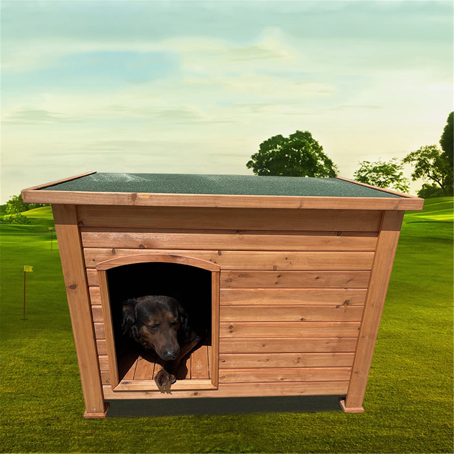 Premium Large Outdoor Dog Kennel - Weatherproof Wooden Dog House with Removable Roof | Durable Pet Shelter for Small, Medium & Large Animals | Perfect for Backyard, Garden & Patio Use