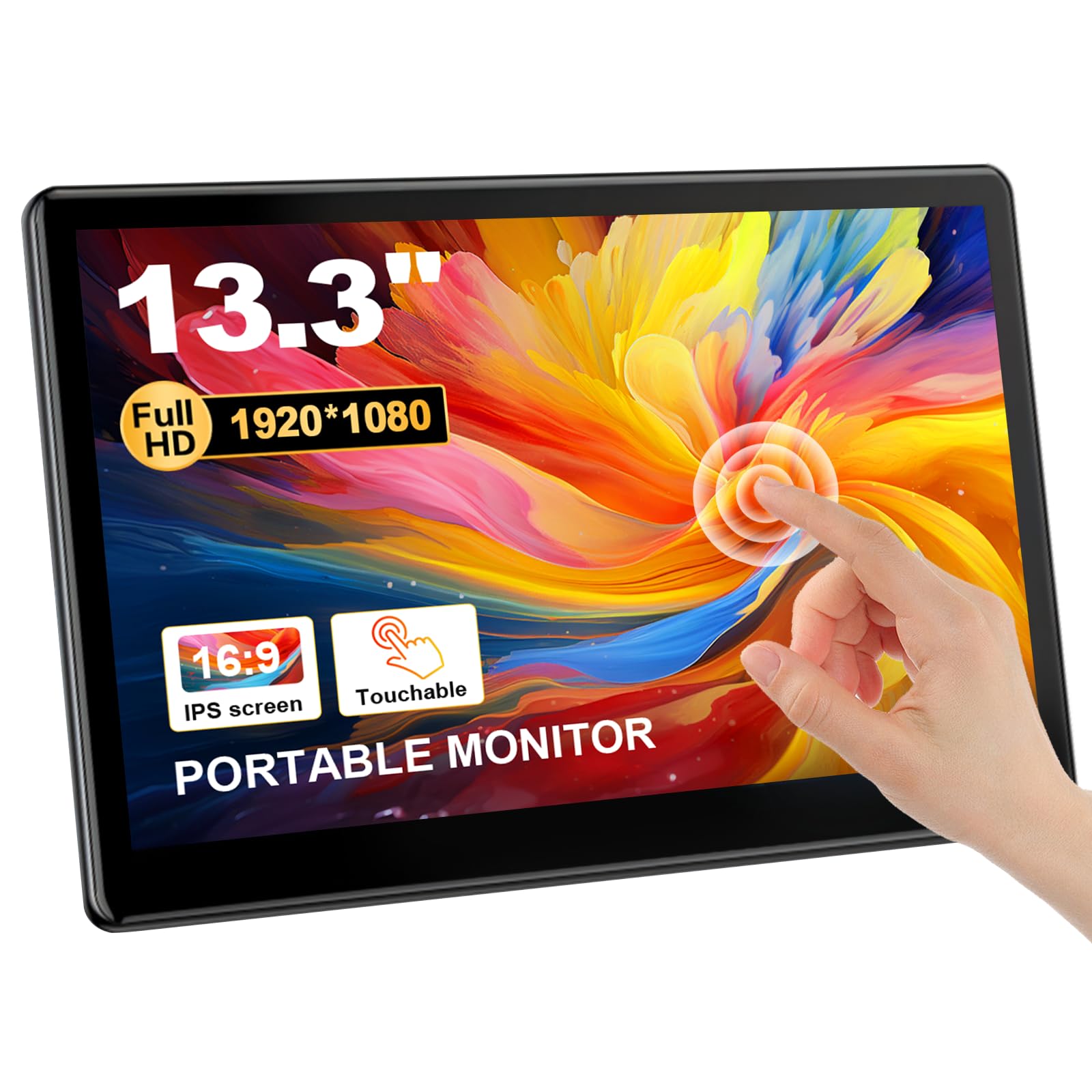 13.3 Inch Industrial Touchscreen Monitor - FHD 1920×1080 IPS Display with HDMI/VGA Ports, VESA Mount Compatible for PC, Mac & Laptops | Perfect for Factory Control, Kiosk Systems & Digital Signage