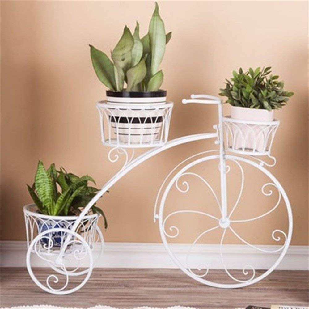 HUOQILIN Fashion Bicycle-Shaped Flower Stand Display Rack - Decorative Storage Shelf for Flower Pots (Black/White) - Perfect for Home, Office & Garden Decor