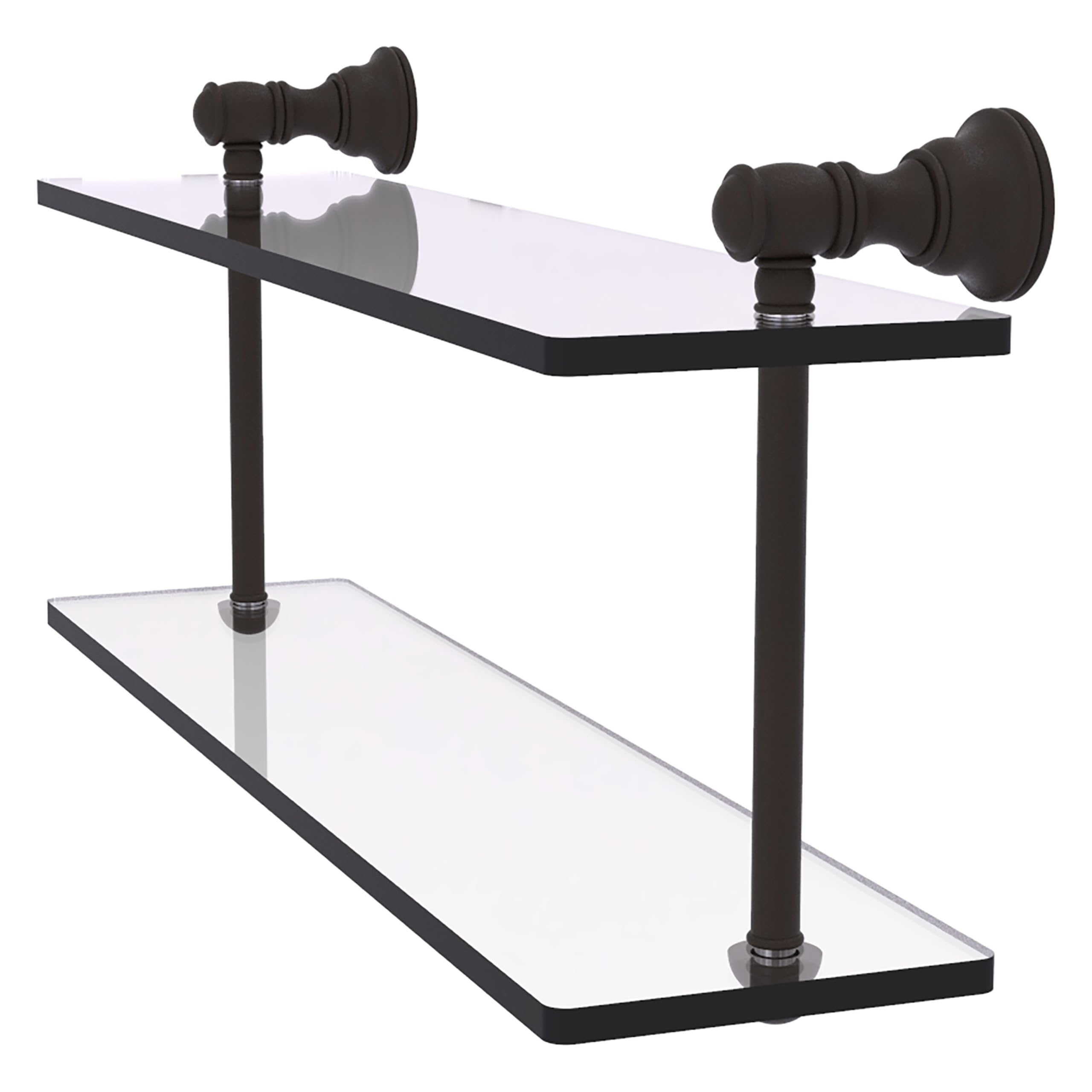 Allied Brass CL-2-16-ORB Carolina Collection 16 Inch Two Tiered Glass Shelf in Oil Rubbed Bronze - Perfect for Bathroom Storage, Kitchen Organization & Living Room Decor