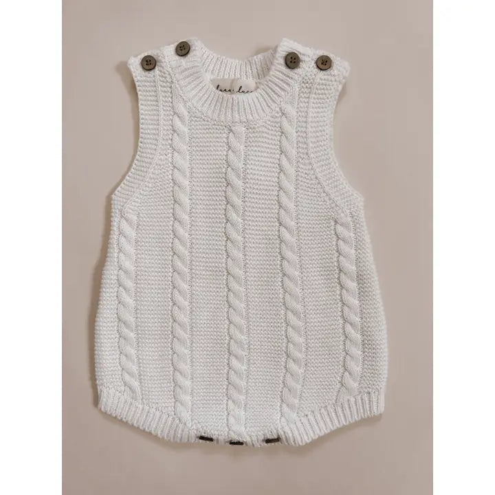 Cable Knit Summer Romper for Women - White Cotton Jumpsuit | Casual Beachwear & Vacation Outfit
