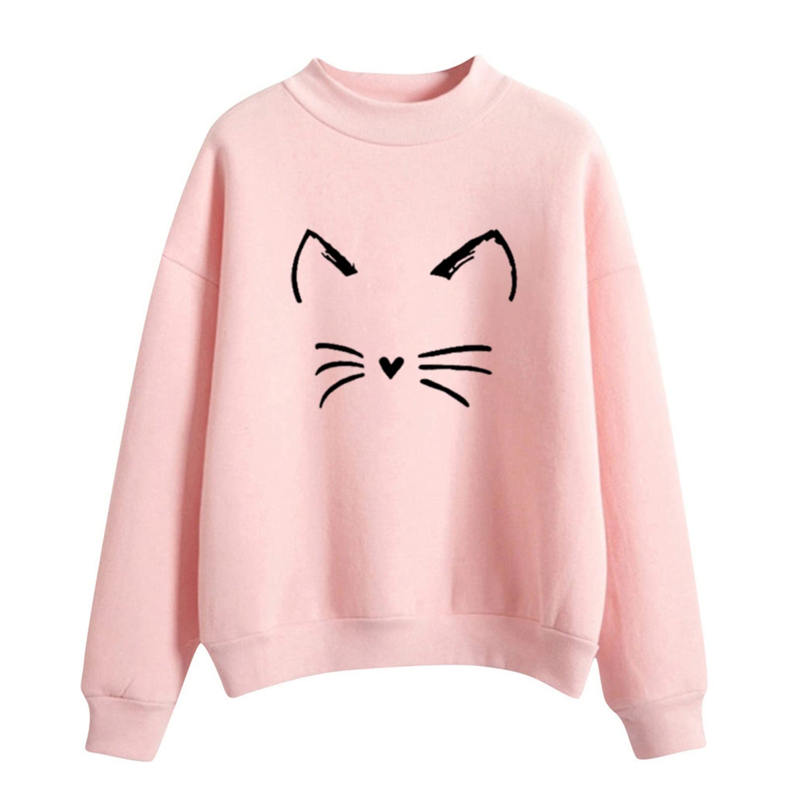 Women's Long Sleeve Tops - Slim Fit O-Neck Pullover Sweatshirt for Fall & Winter | Solid Colors & Prints in Black & White | Casual Wear, Layering & Halloween Outfits