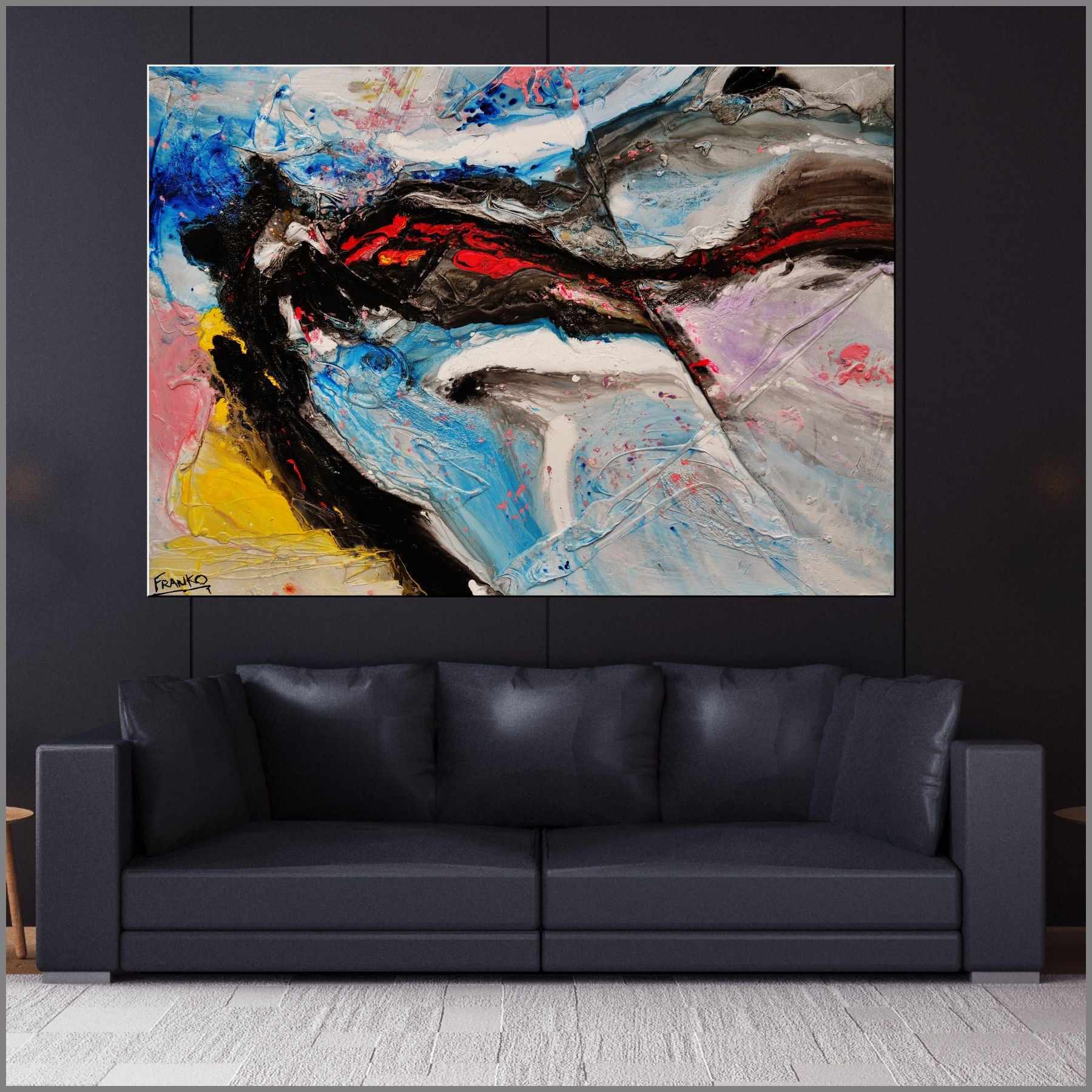 Vibrant 140cm x 100cm Abstract Jellyfish Textured Canvas Painting - Modern Wall Art for Living Room & Bedroom Decor
