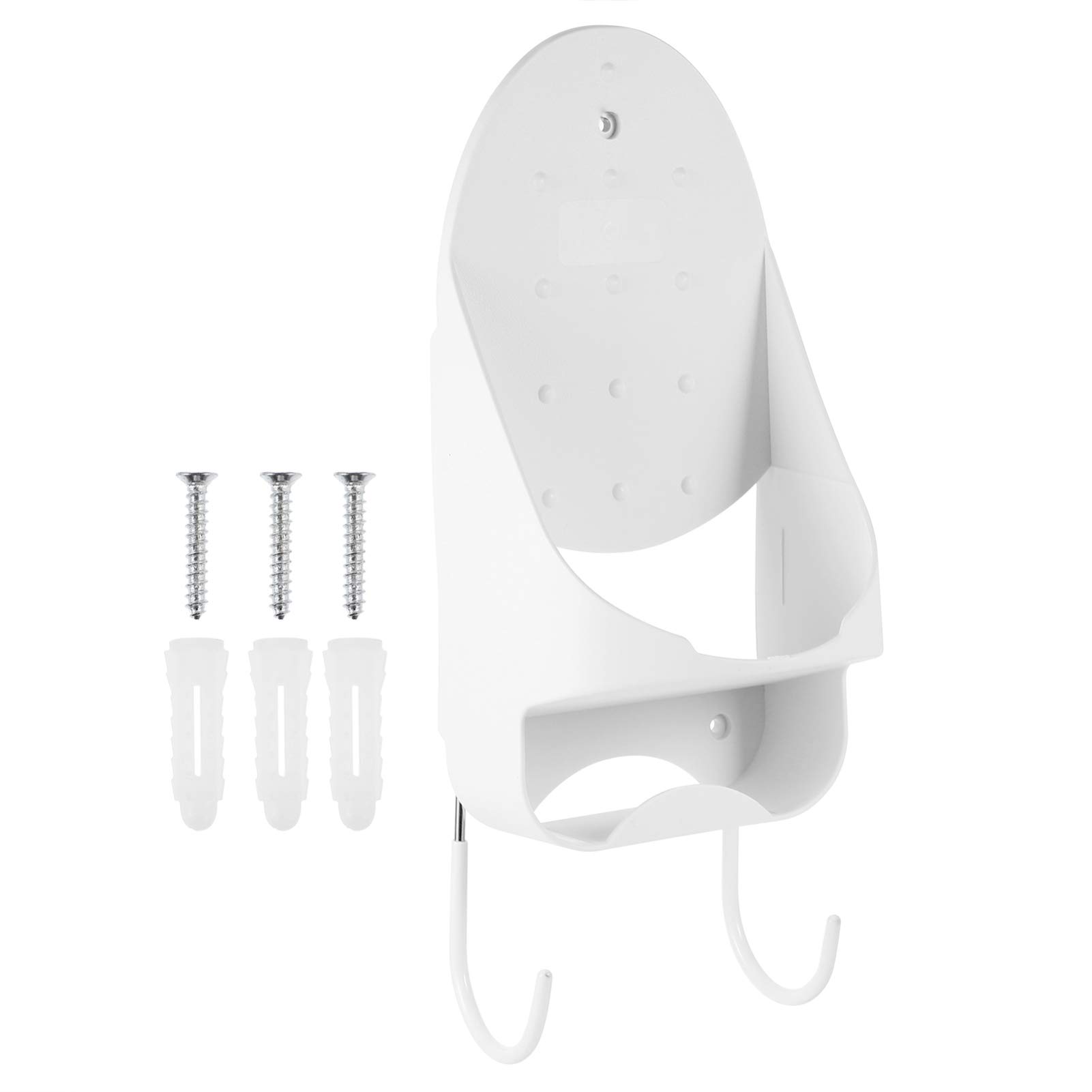 ULTECHNOVO Wall Mounted Ironing Board Holder - Space Saving Towel & Iron Board Hanger with Shelf for Electric Iron - Perfect for Laundry Room, Bathroom & Small Apartment Storage (White)