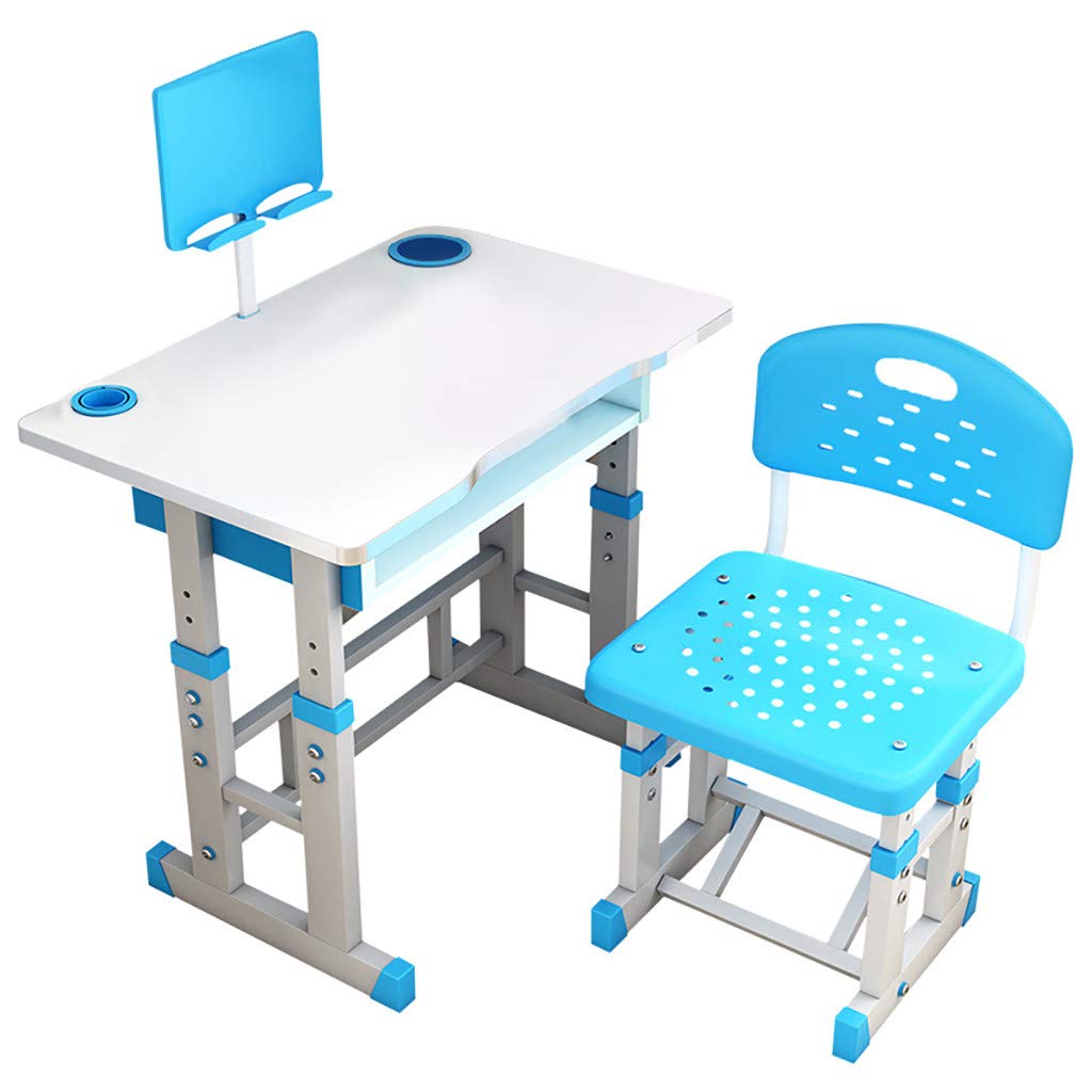ZhiLoeng Adjustable Kids Study Desk and Chair Set with Bookstand & Drawer - Ergonomic Children's Writing Desk for Home Schooling - Perfect Study Gift for Boys & Girls - Ideal for Homework, Online Classes & Reading
