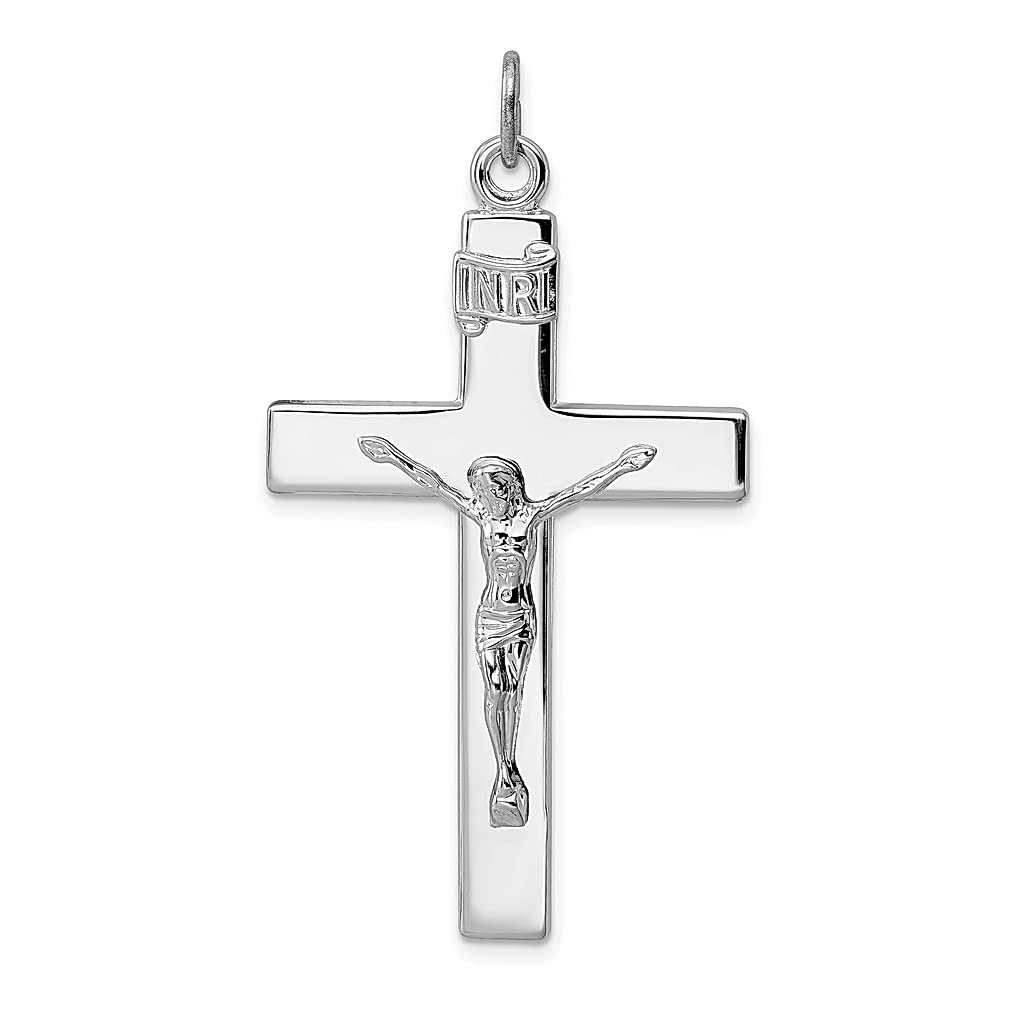 925 Sterling Silver Jesus Christ Crucifix Pendant Necklace - Religious Cross Charm with INRI Latin Inscription - Fine Jewelry Gift for Women - Perfect for Church, Baptism, Confirmation & Daily Wear