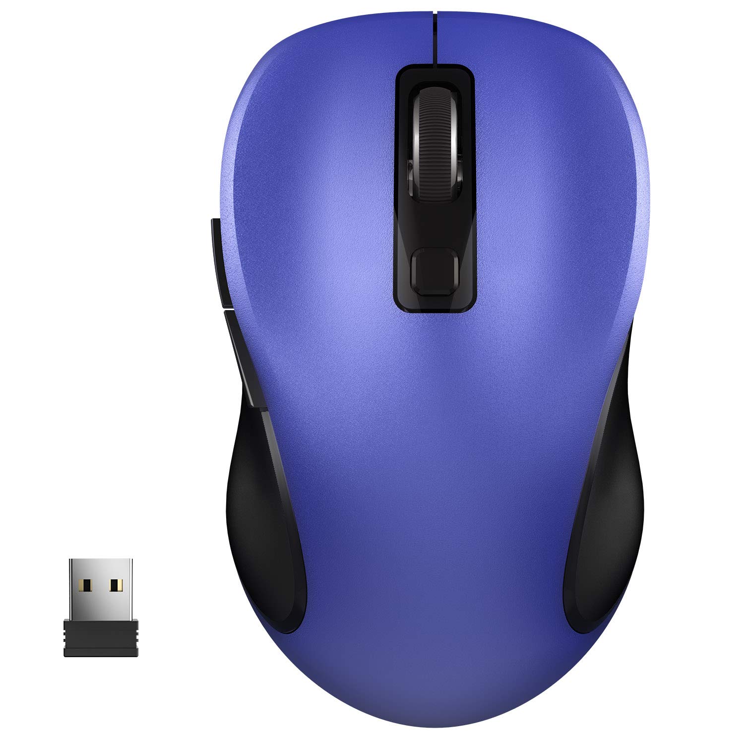 WisFox 2.4G Wireless Ergonomic Mouse for Laptop & PC - 6 Button Cordless Mouse with USB Receiver, 3 Adjustable DPI Levels - Compatible with Windows & Mac - Perfect for Office Work, Gaming & Travel (Blue)