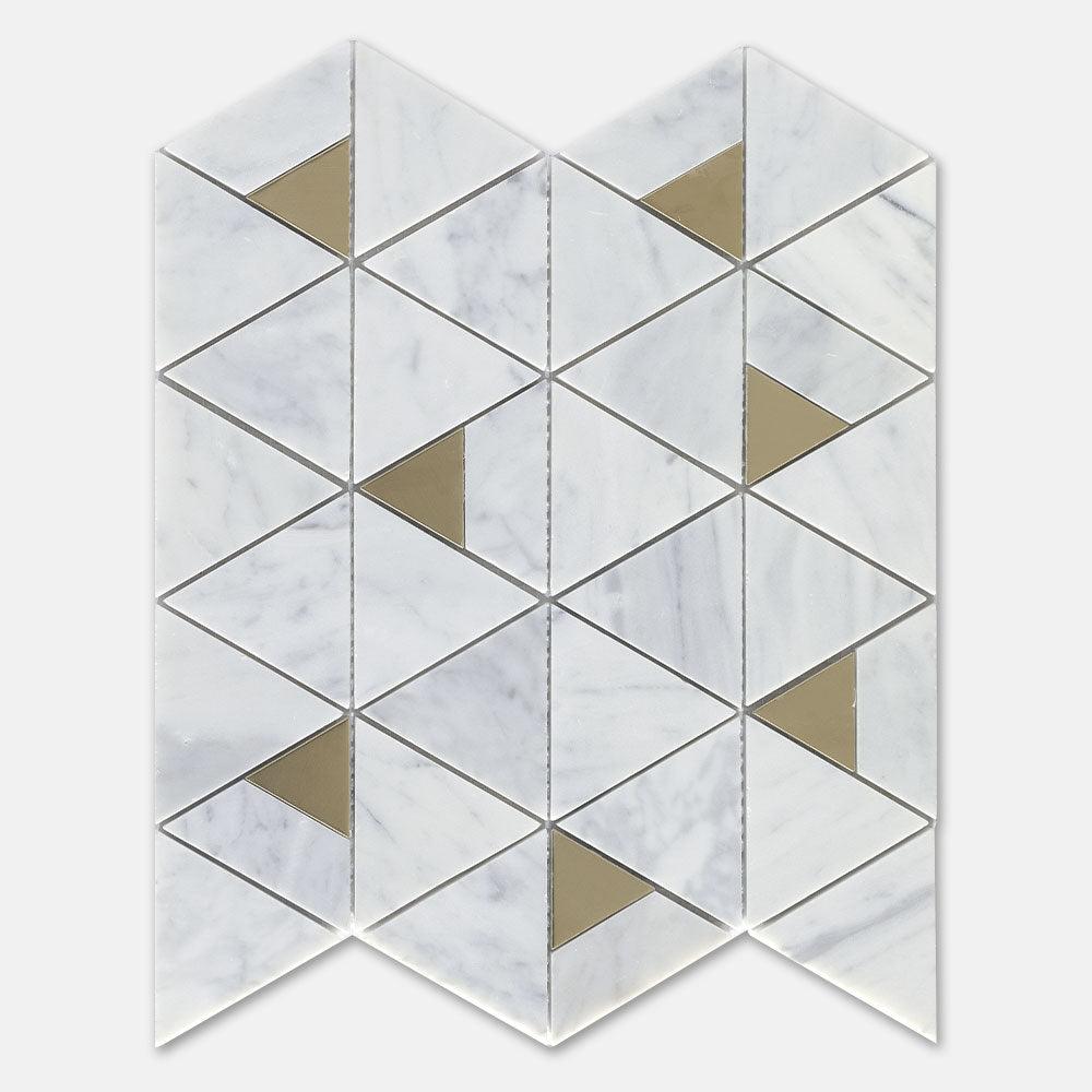 Premium Carrara Marble Mosaic Tile Sheets - Honed Fifth Ave Pyramid Design for Bathroom, Kitchen & Shower Backsplash - Natural Stone Wall & Floor Decor (10 Sheets/Box)