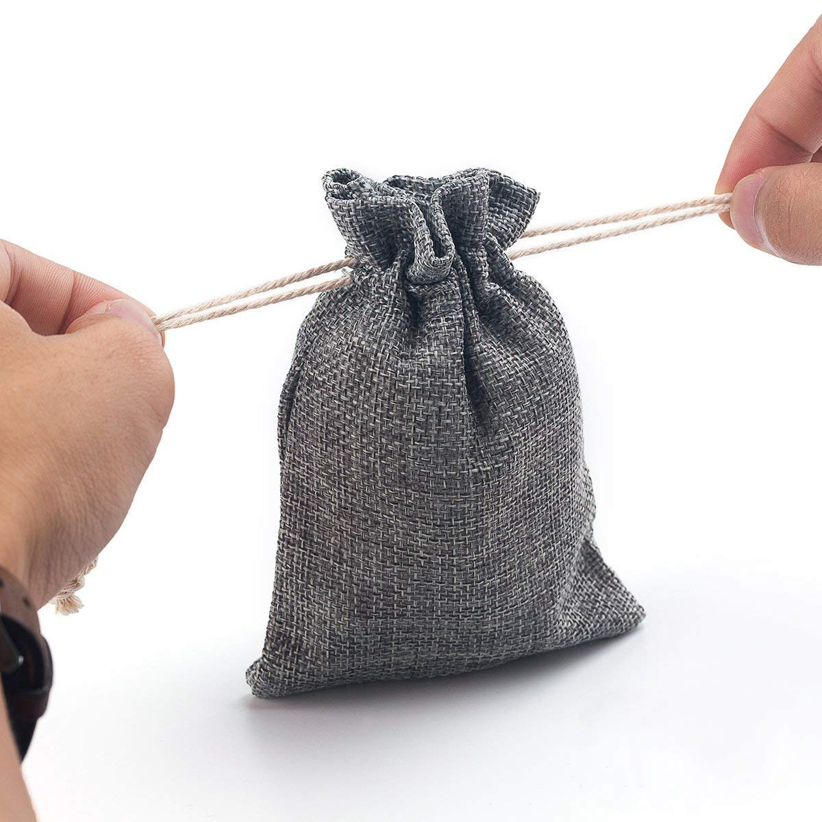 Premium 50-Pack Natural Burlap Drawstring Gift Bags (5.3